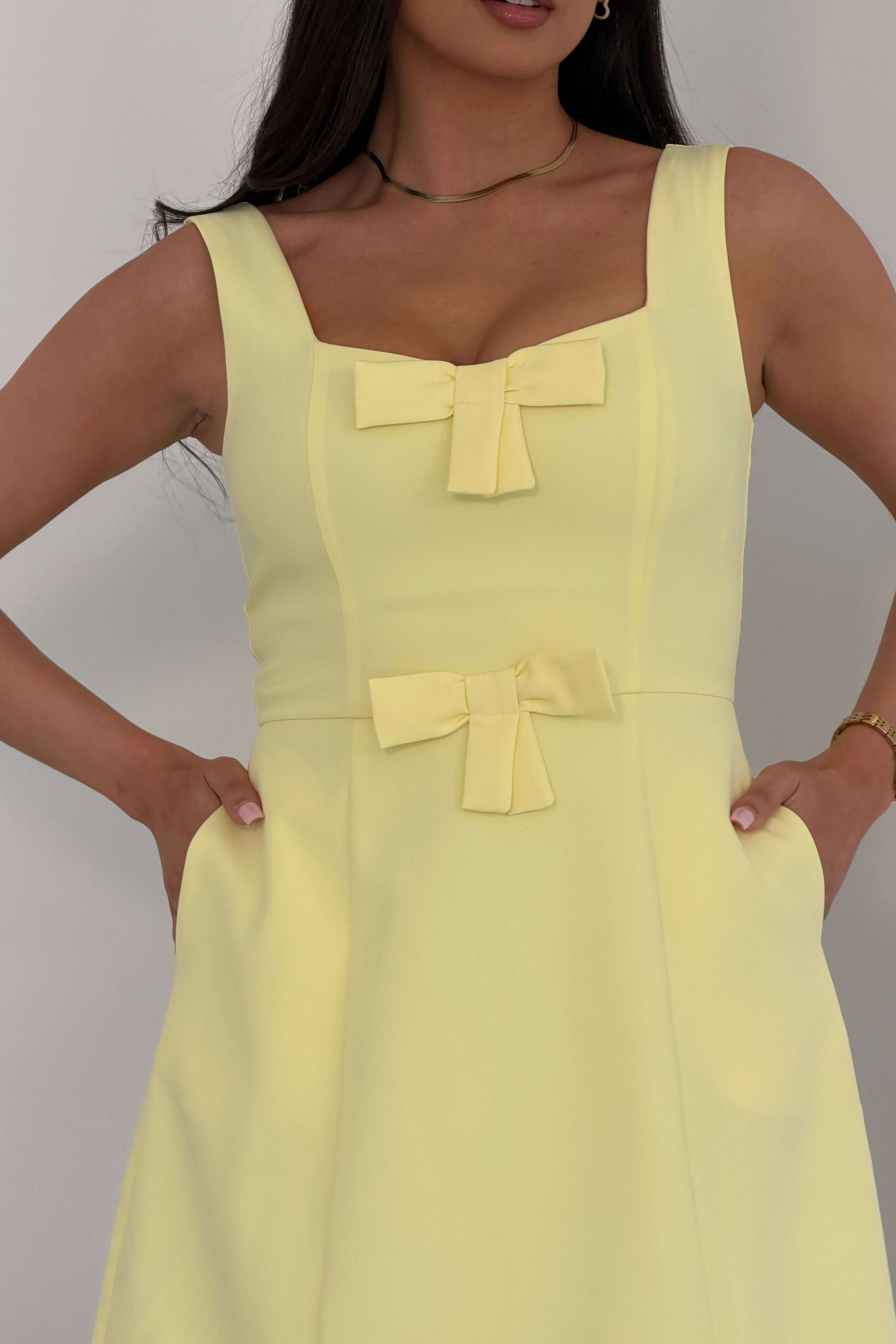 Nola Bow Mini Dress Yellow