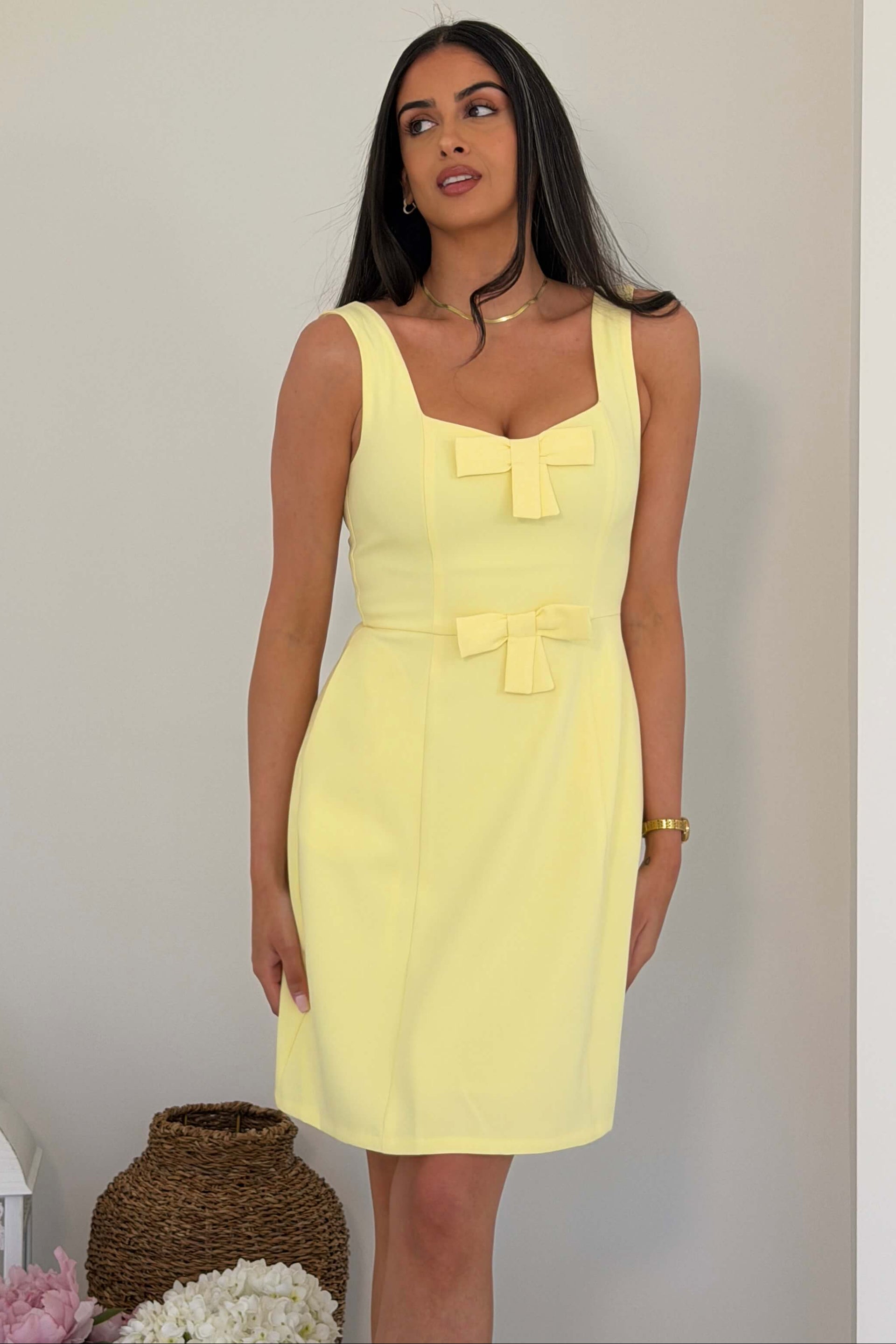 Nola Bow Mini Dress Yellow