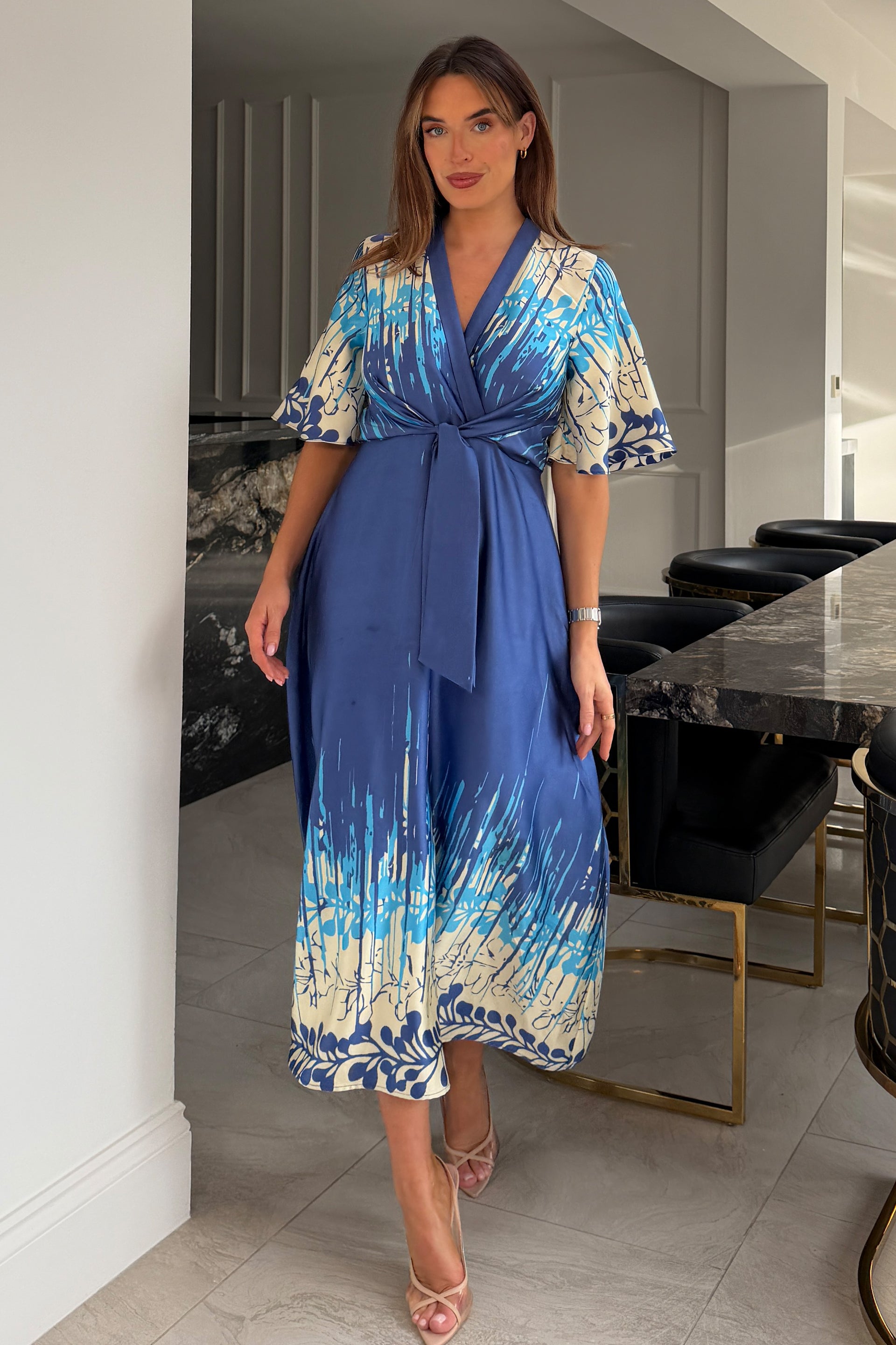 Elicia Tie Detail Maxi Dress Blue