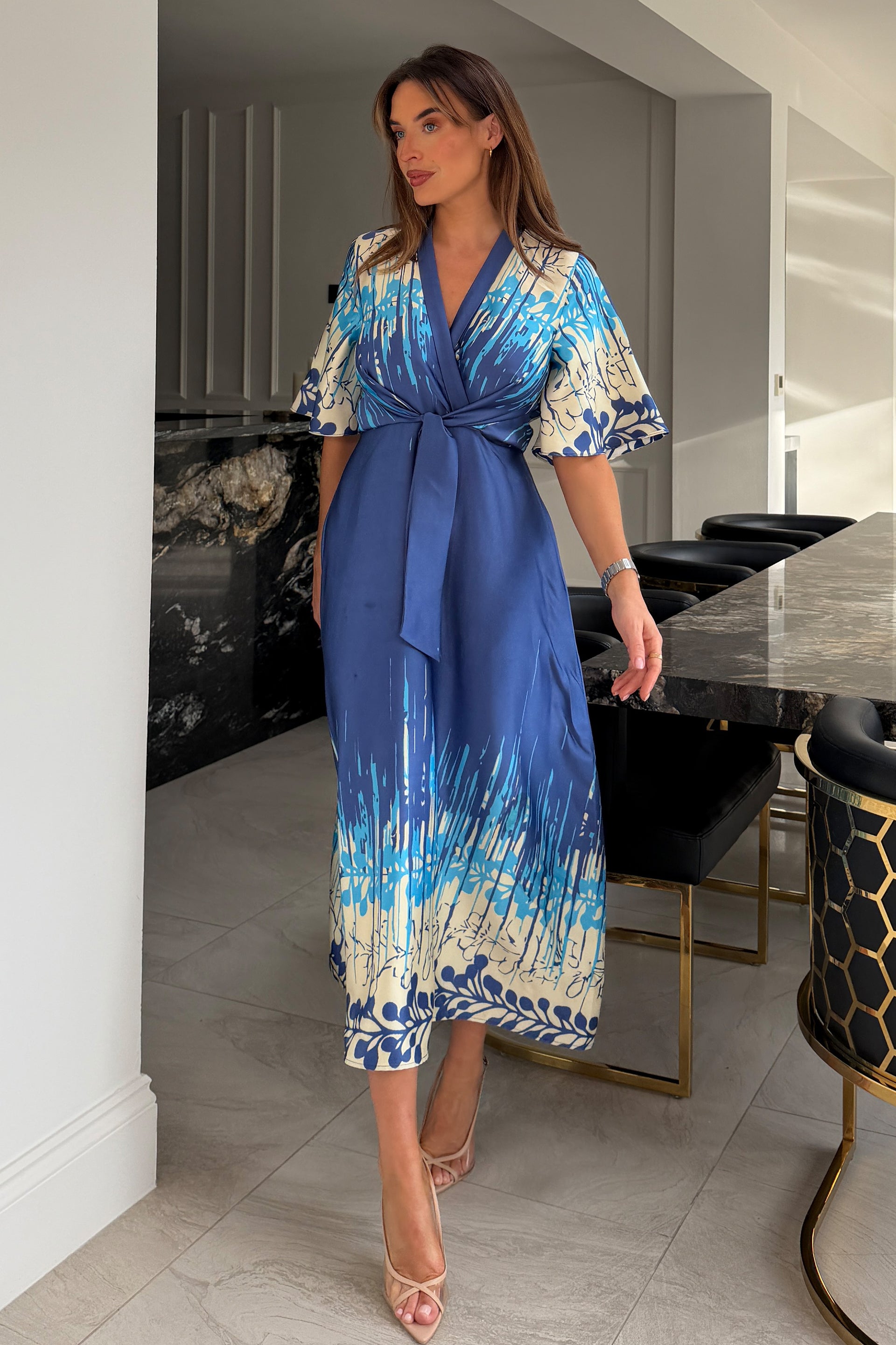 Elicia Tie Detail Maxi Dress Blue