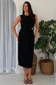 Louisa Gold Buckle Wrap detail Midi Dress Black