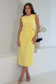 Louisa Gold Buckle Wrap detail Midi Dress Yellow
