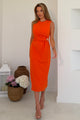 Louisa Gold Buckle Wrap detail Midi Dress Orange