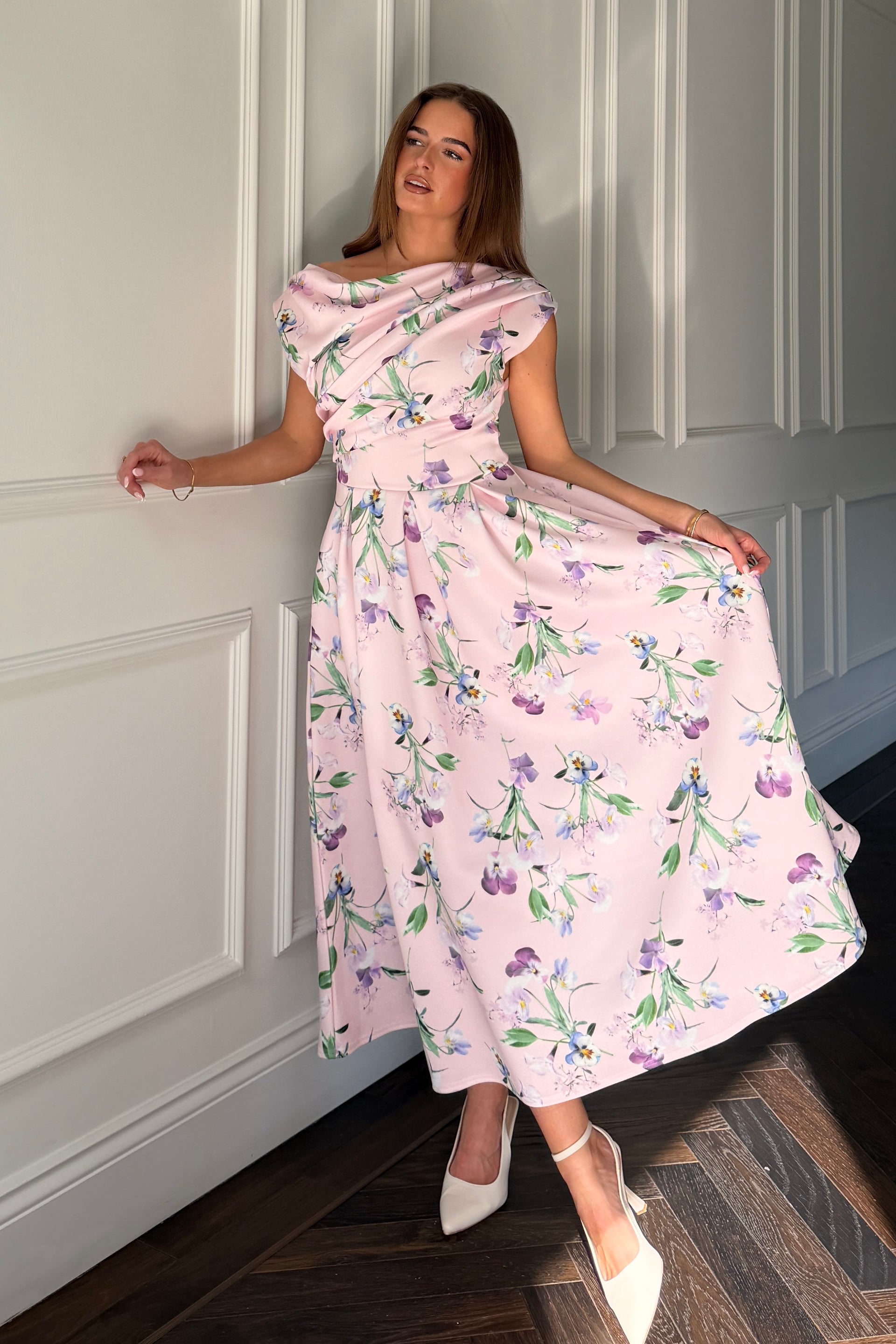 Betty Asymmetric Midi Dress Purple