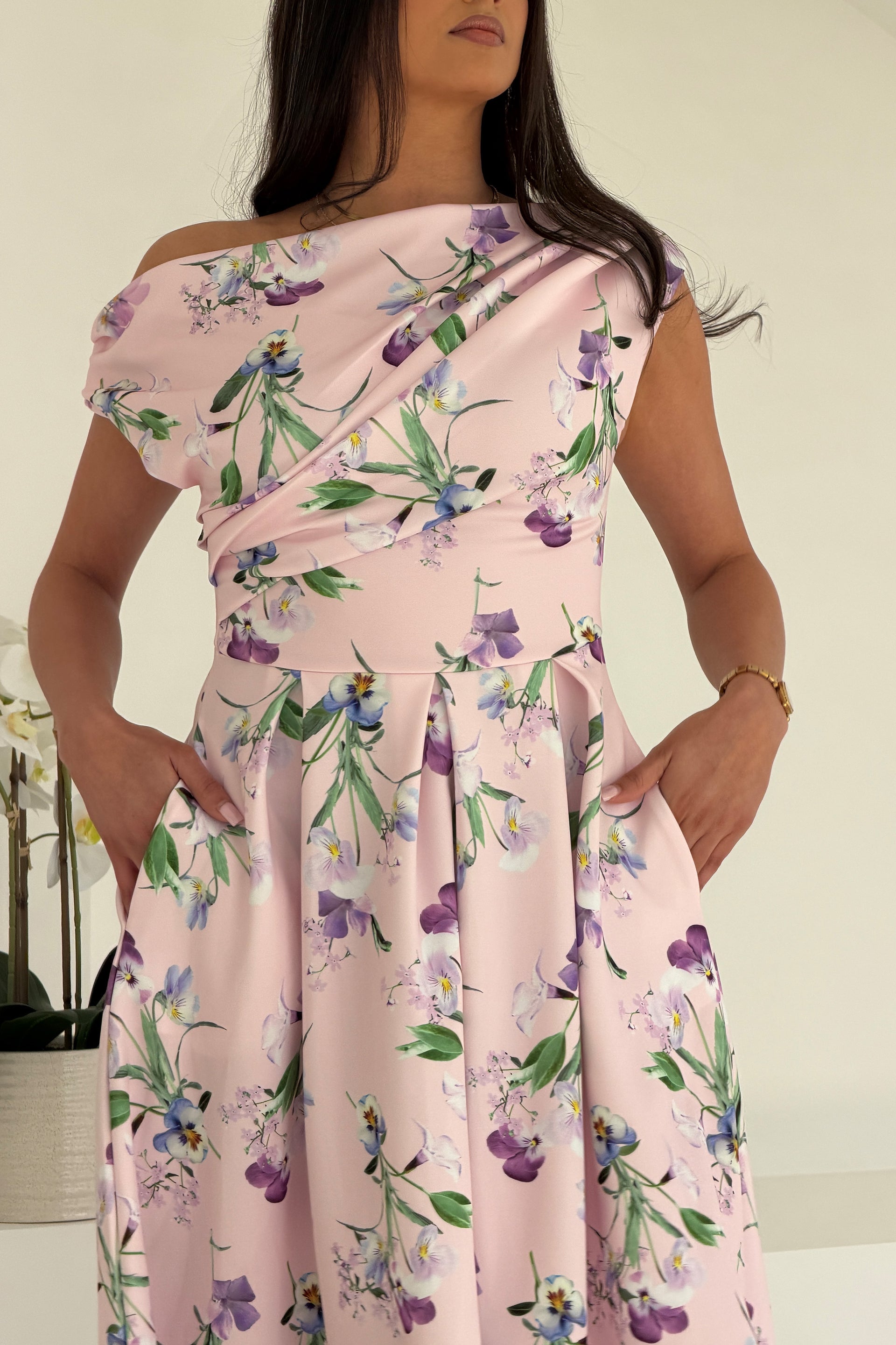 Betty Asymmetric Midi Dress Purple