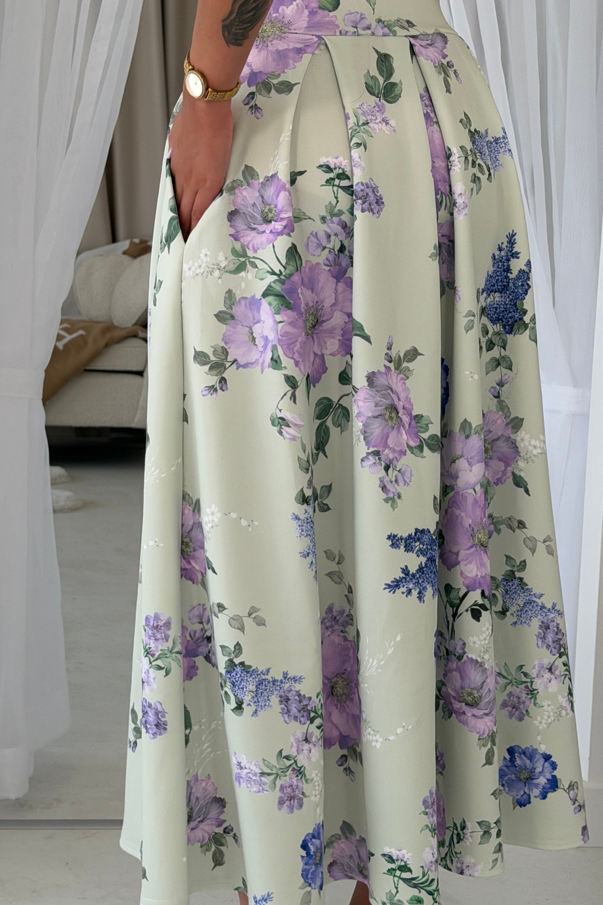 Kristen Midi Skater Skirt Green