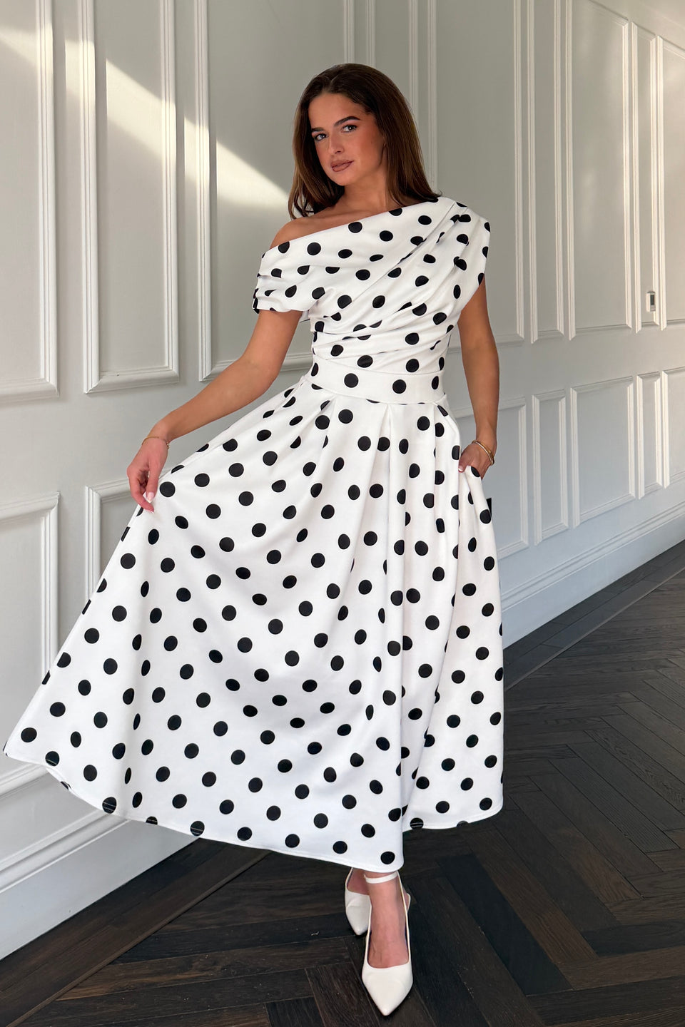 Kristen Midi Skater Skirt Polka
