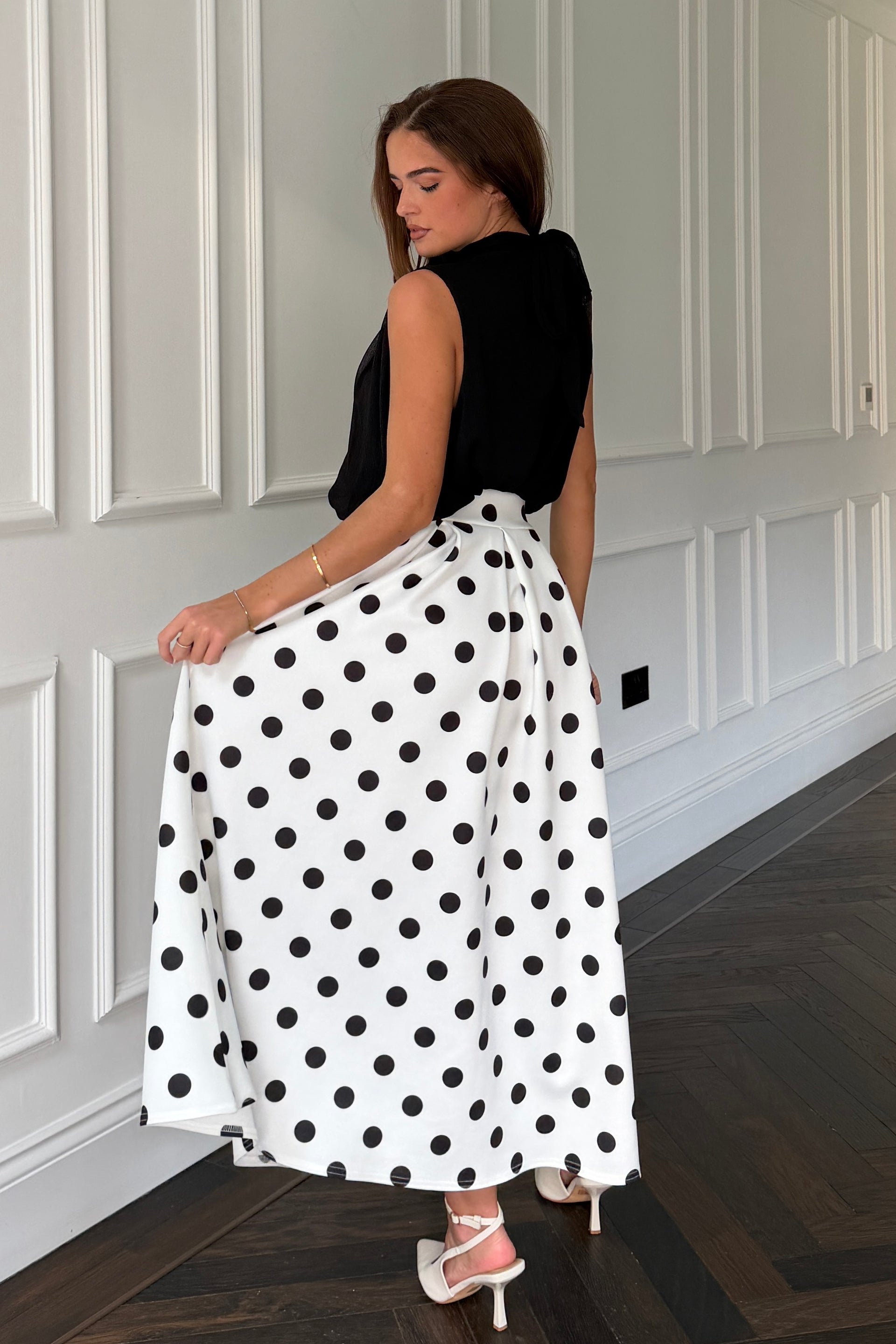 Kristen Midi Skater Skirt Polka