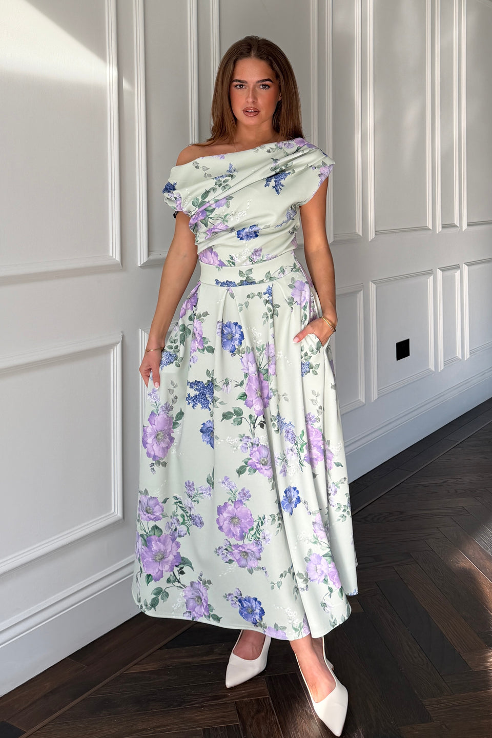 Kristen Midi Skater Skirt Green