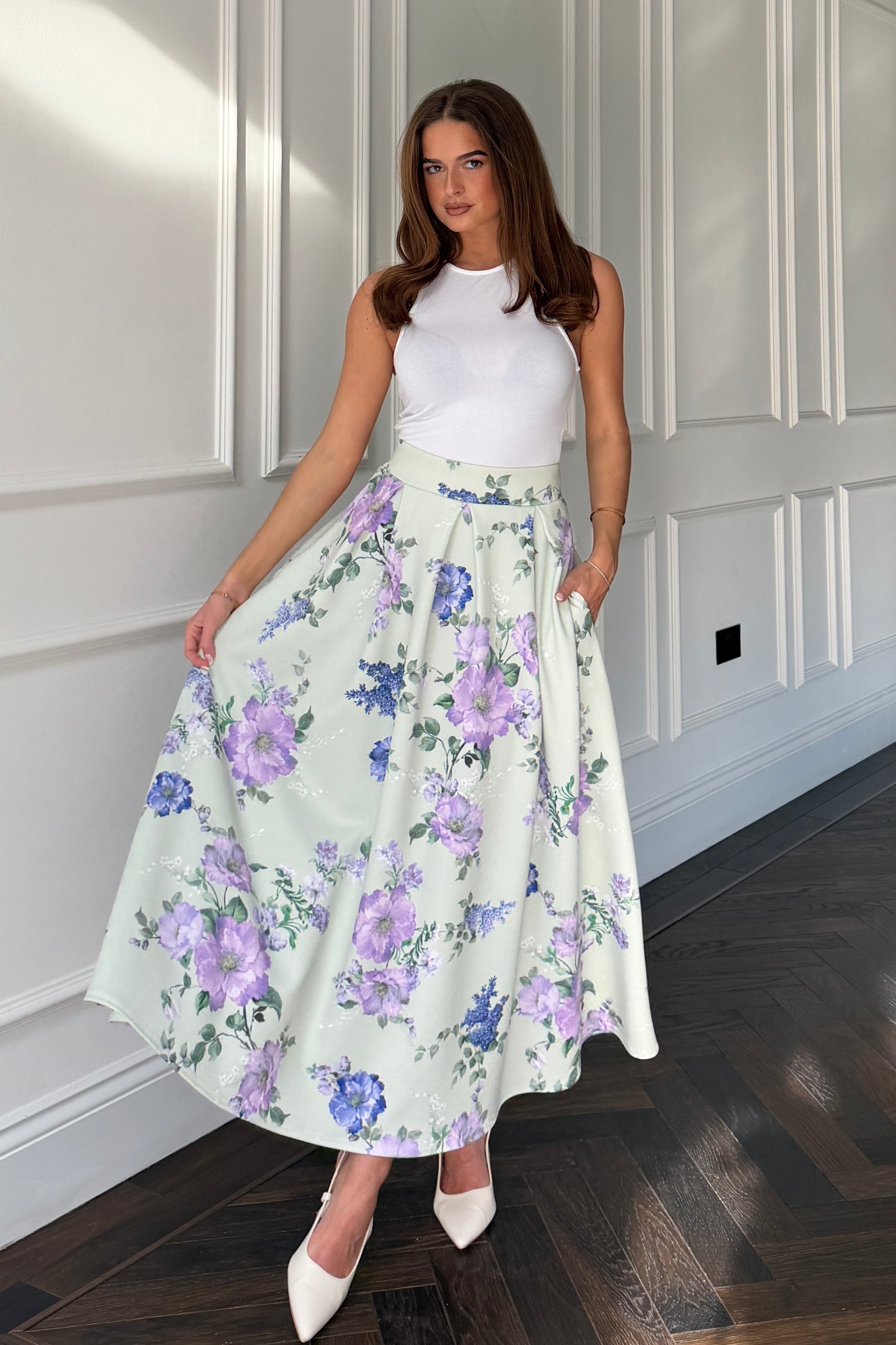 Kristen Midi Skater Skirt Green