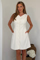 Violetta Scallop Button Detail Mini Dress Ivory