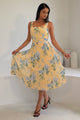 Lola Floral Print Midi Dress in Yellow