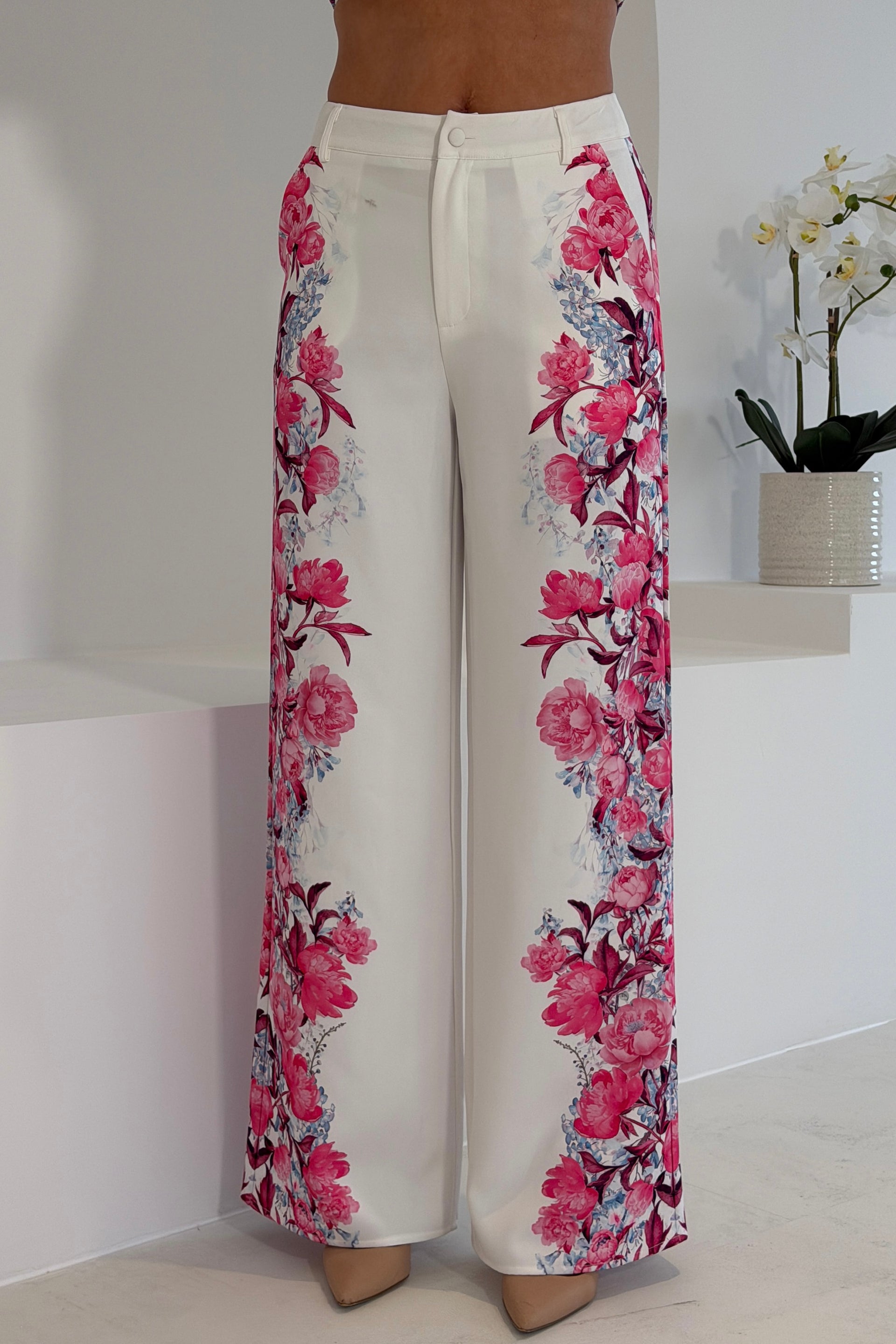 Flavia Printed Trouser Cream