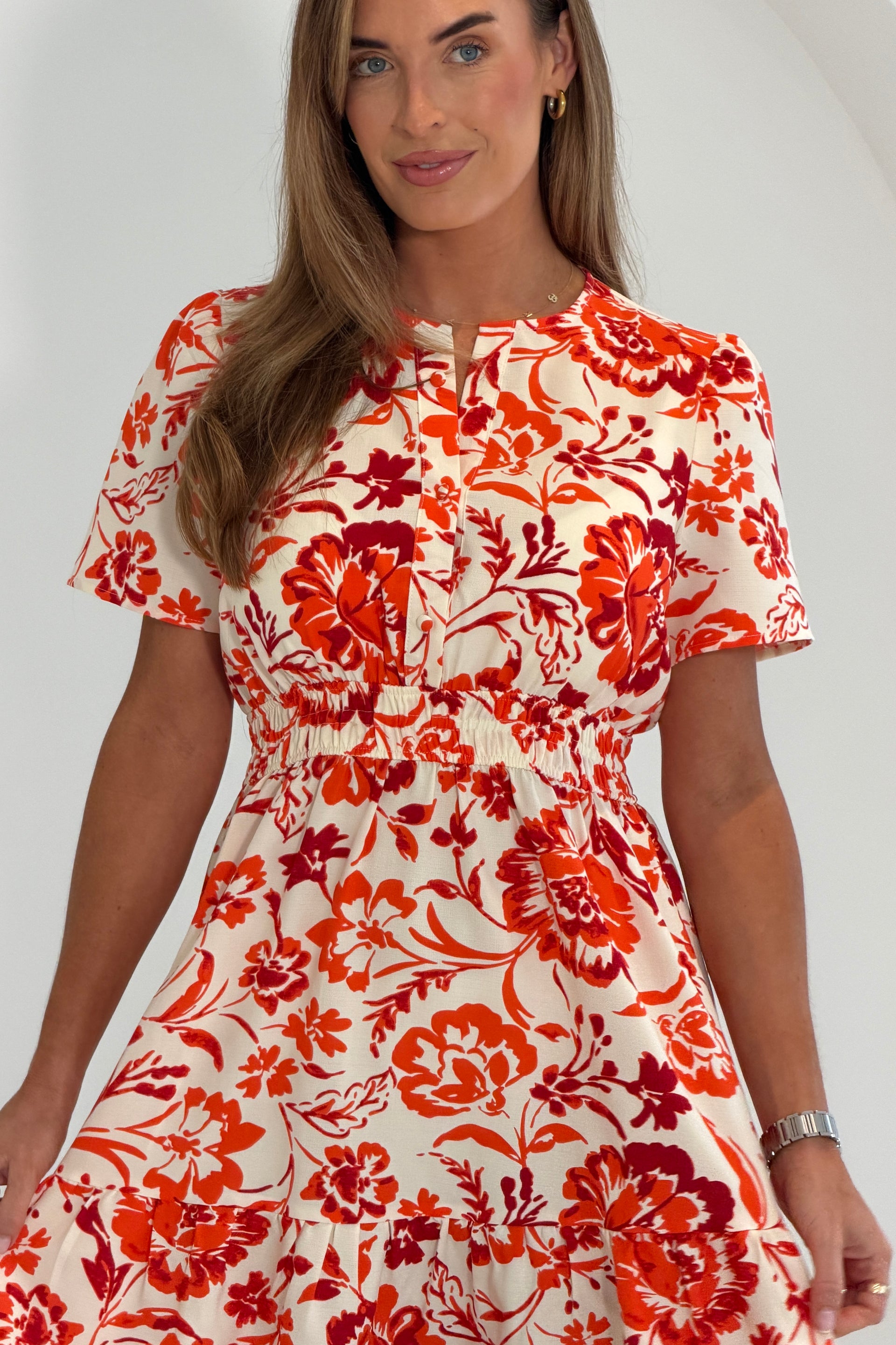 Marianna Printed Frill Mini Dress