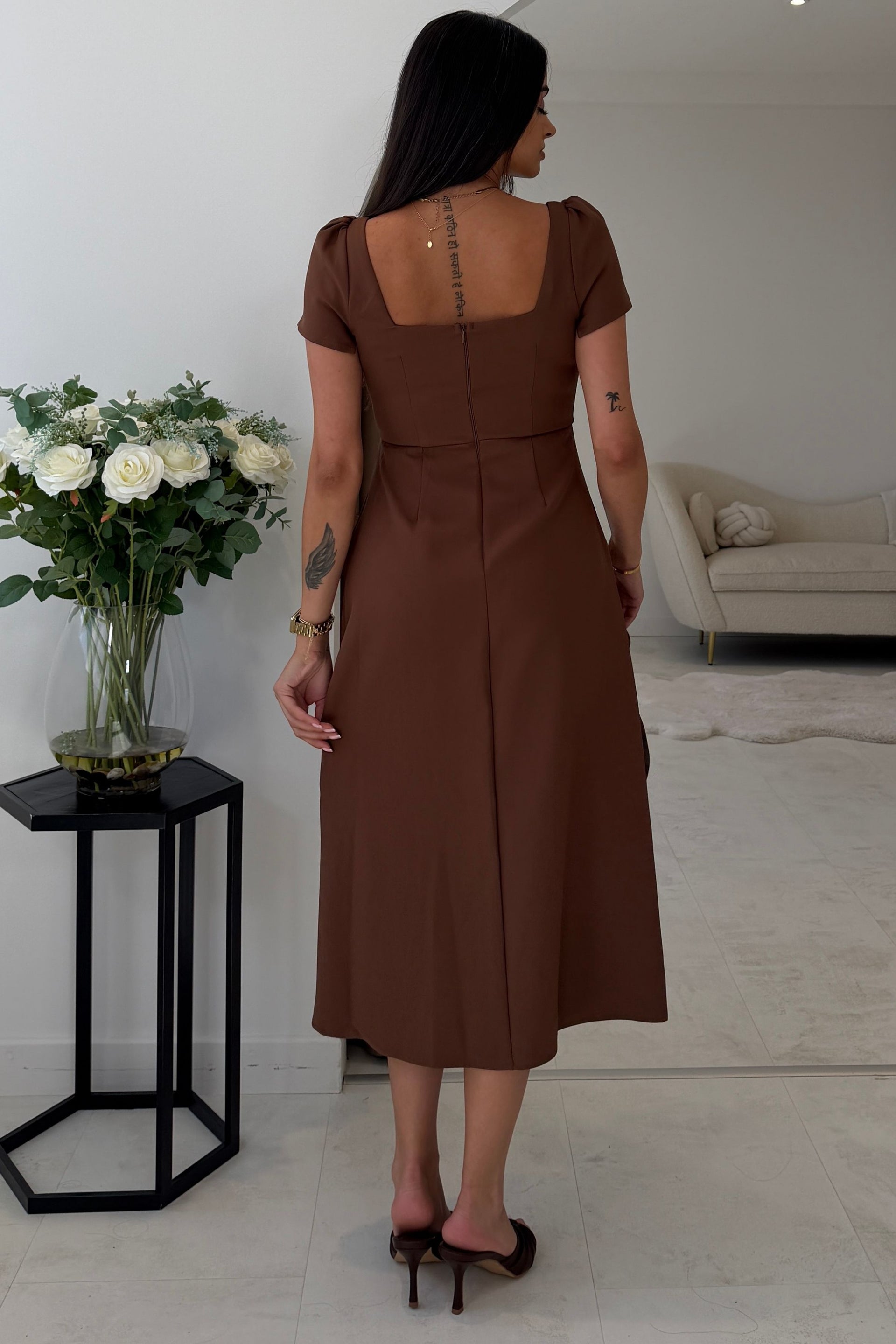 Valentina Midi Dress Brown