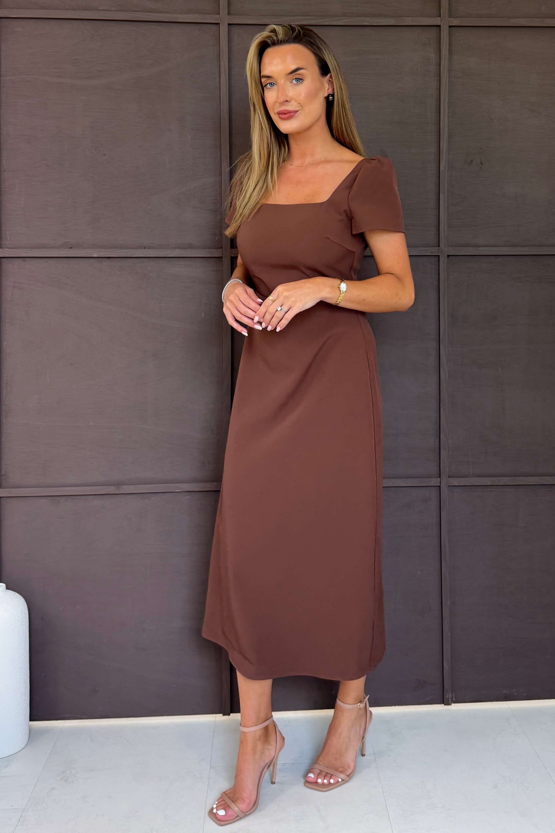 Valentina Midi Dress Brown