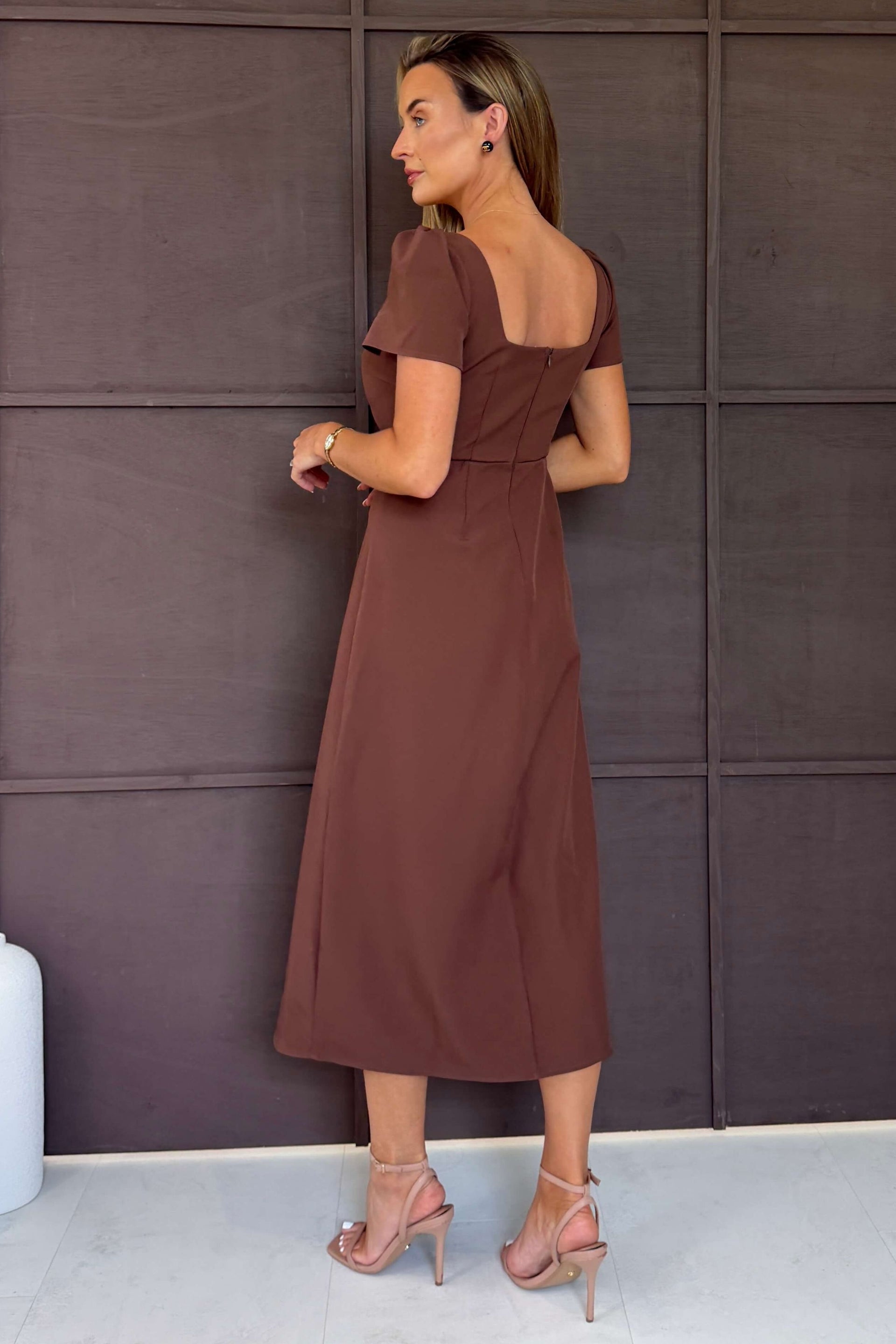 Valentina Midi Dress Brown