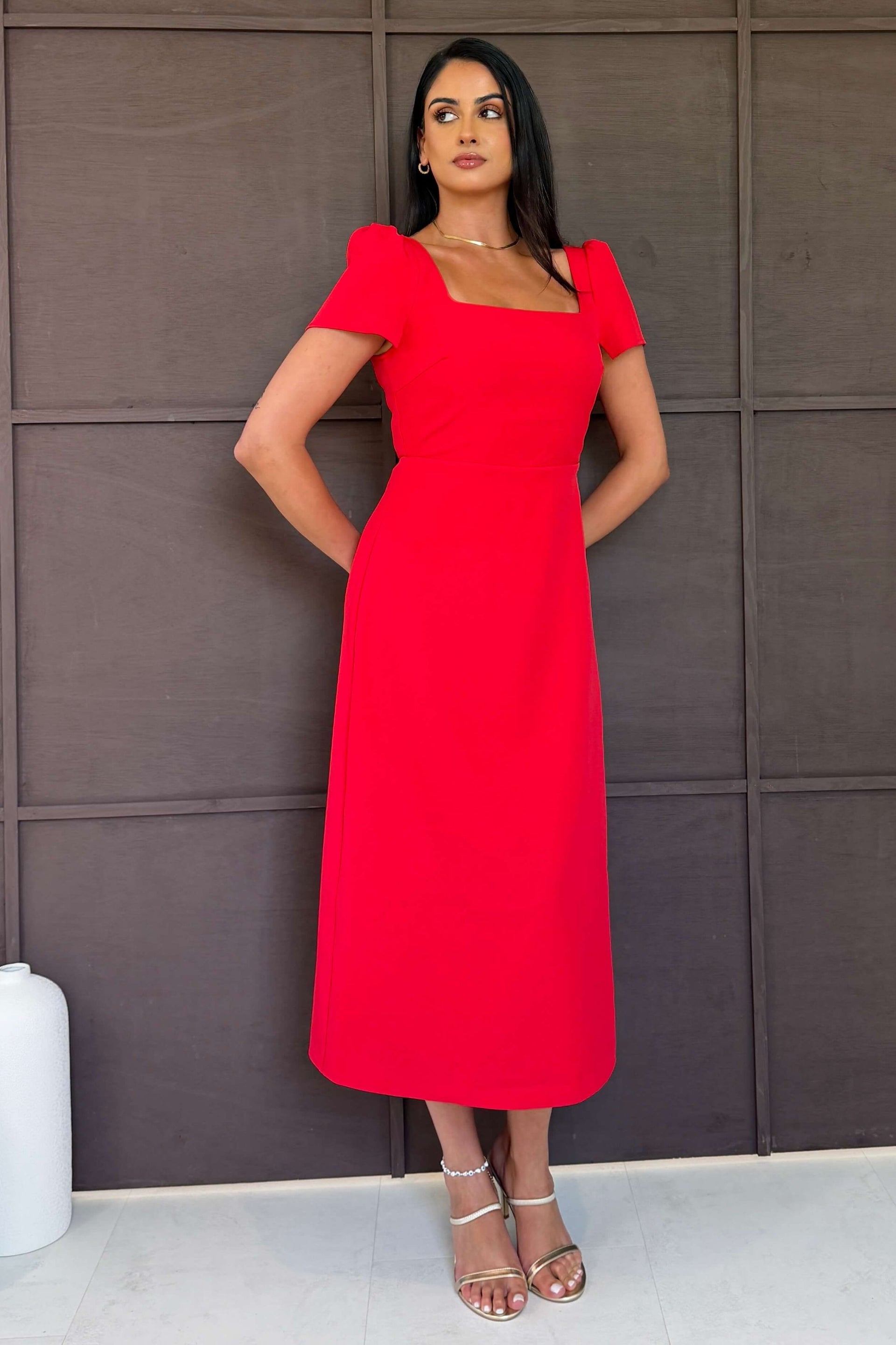 Valentina Midi Dress Red
