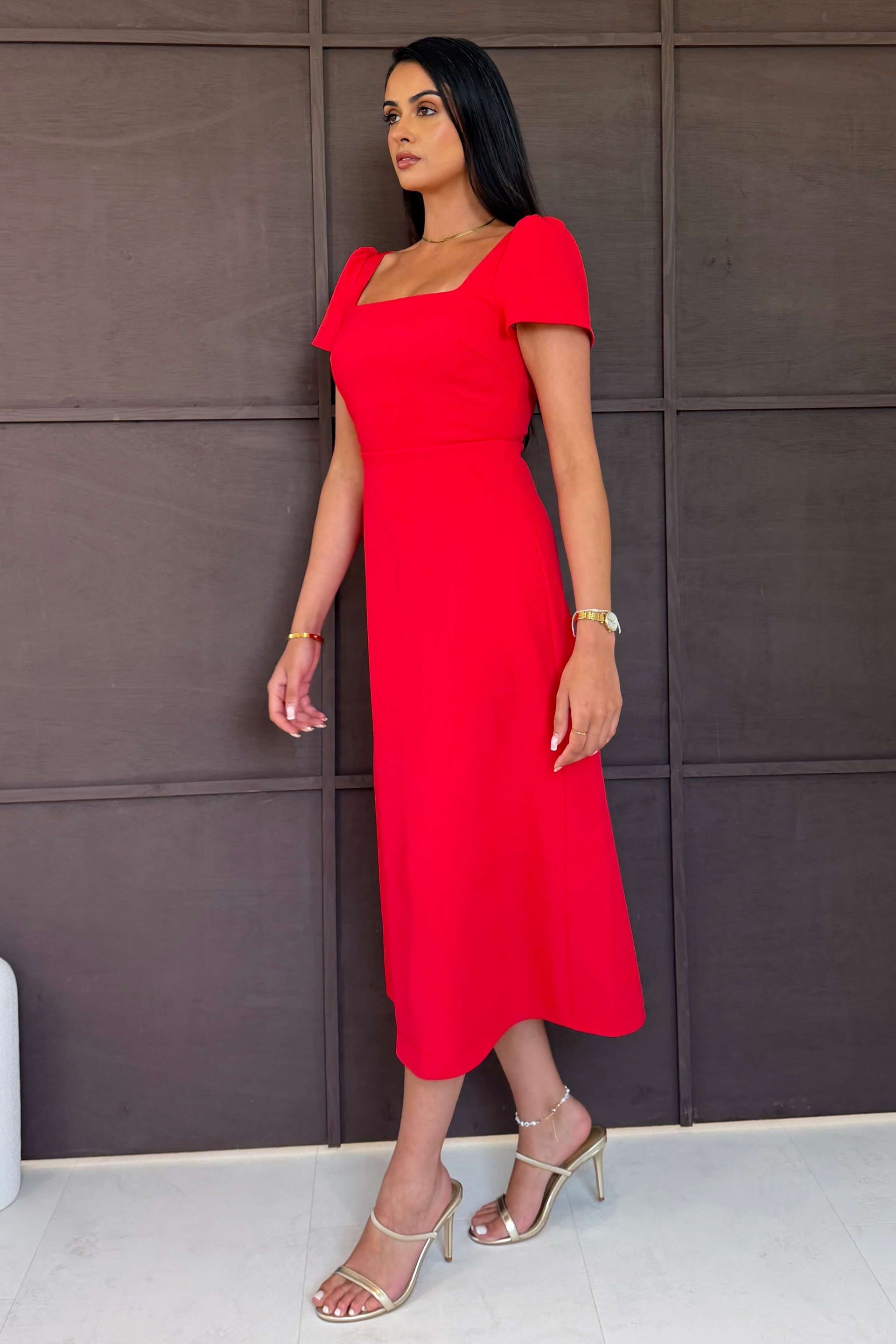 Valentina Midi Dress Red
