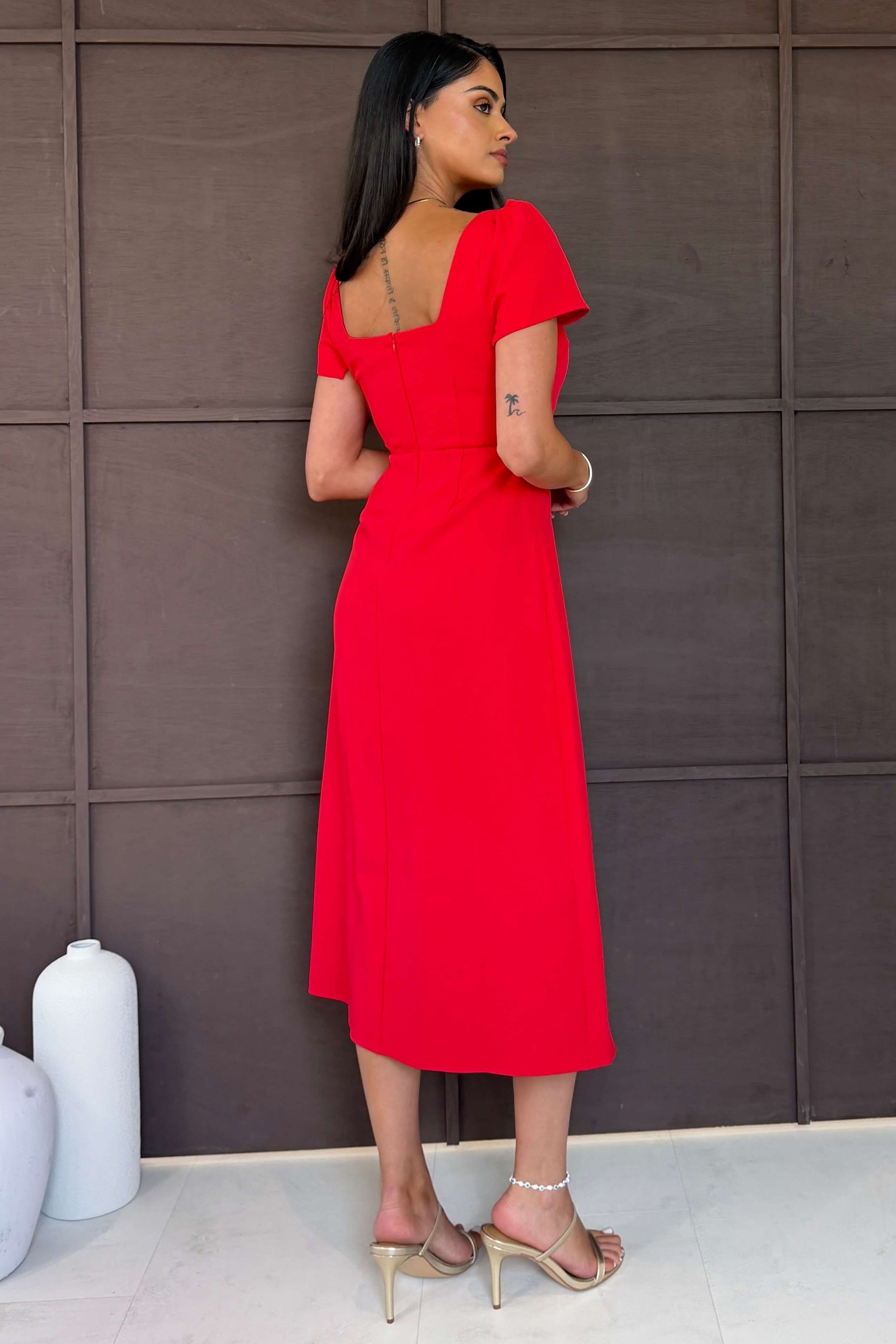 Valentina Midi Dress Red