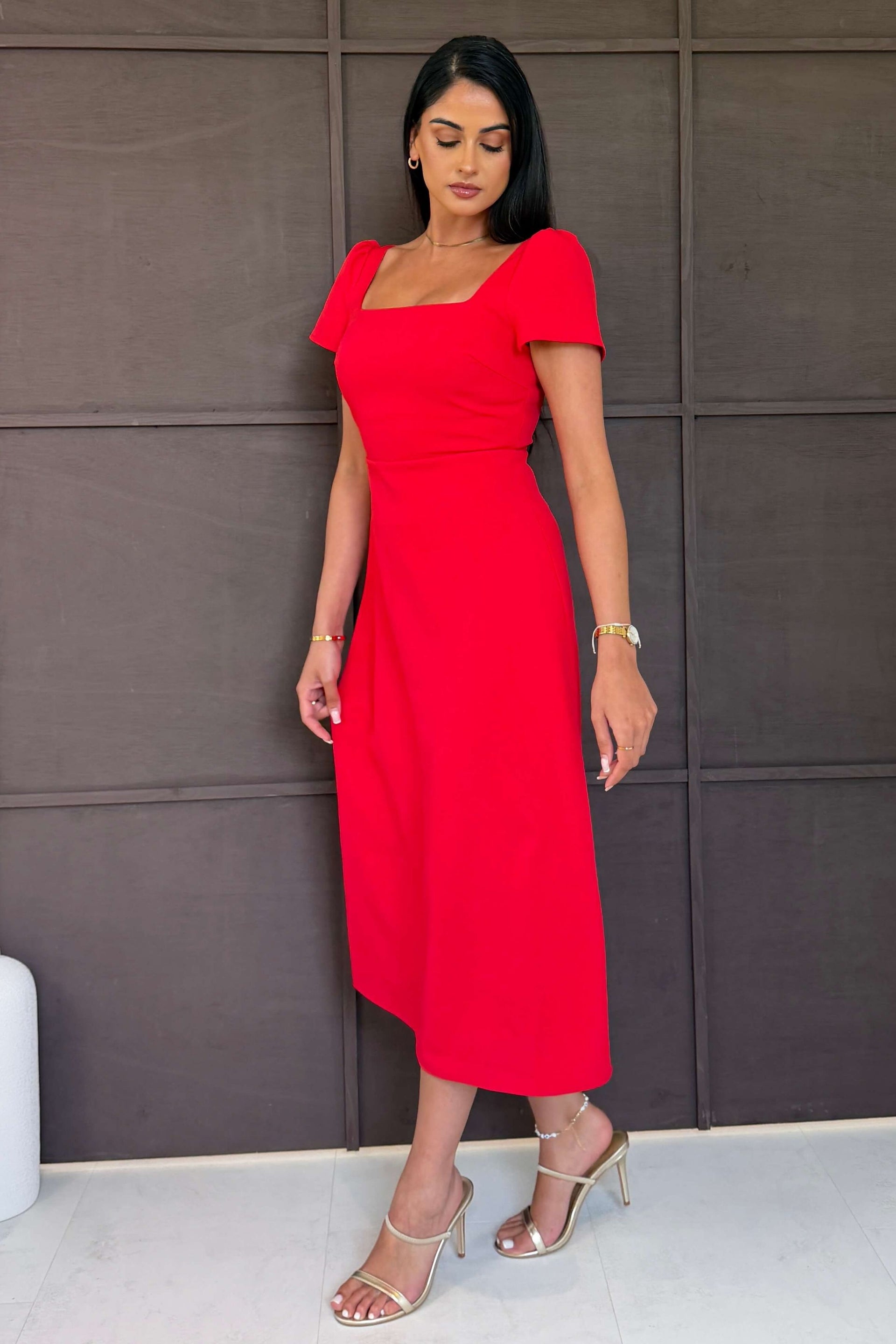 Valentina Midi Dress Red