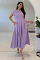 Dollie Asymmetric Neckline Skater Midi Dress Purple