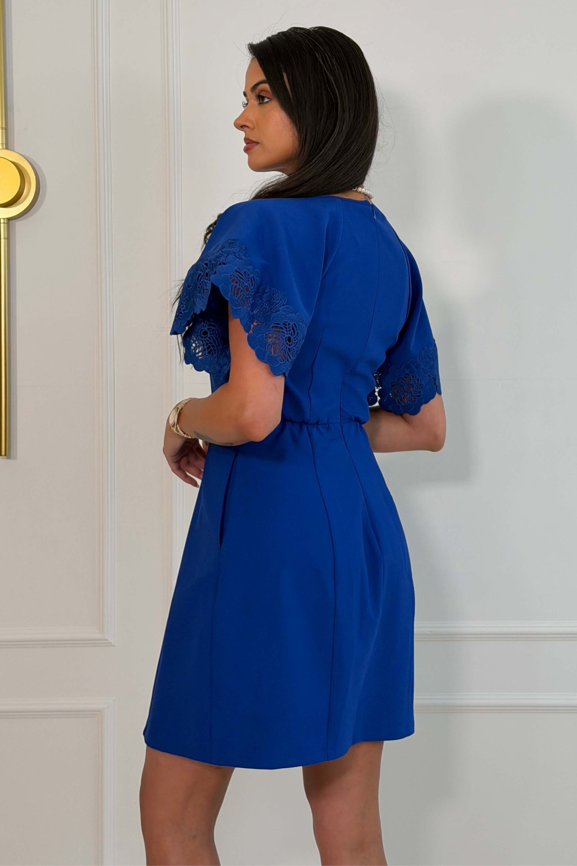 Patzy Lace Trim Mini Dress Cobalt
