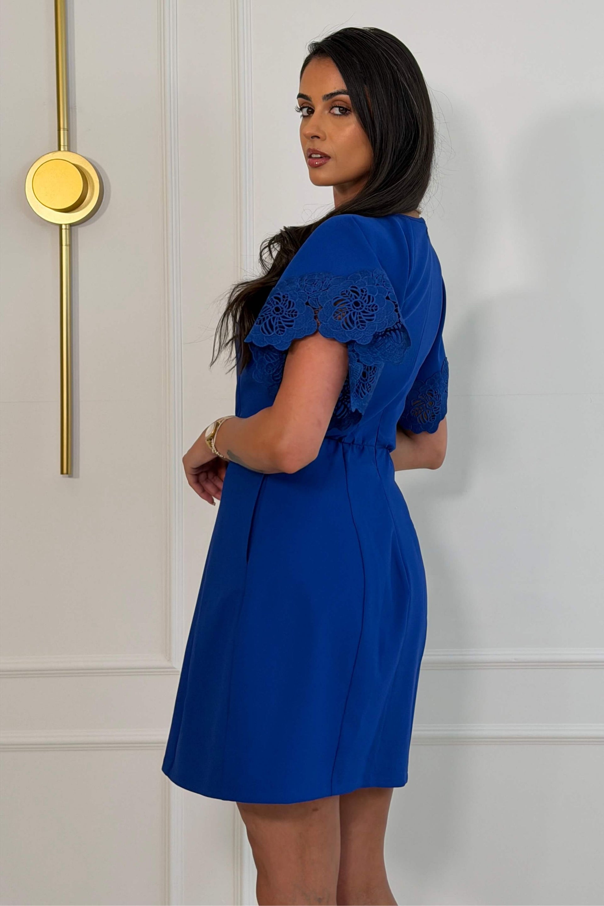 Patzy Lace Trim Mini Dress Cobalt