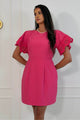 Patzy Lace Trim Mini Dress Hot Pink