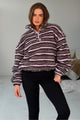 Lulu Contrast 3/4 Zip Stripe Fleece Purple