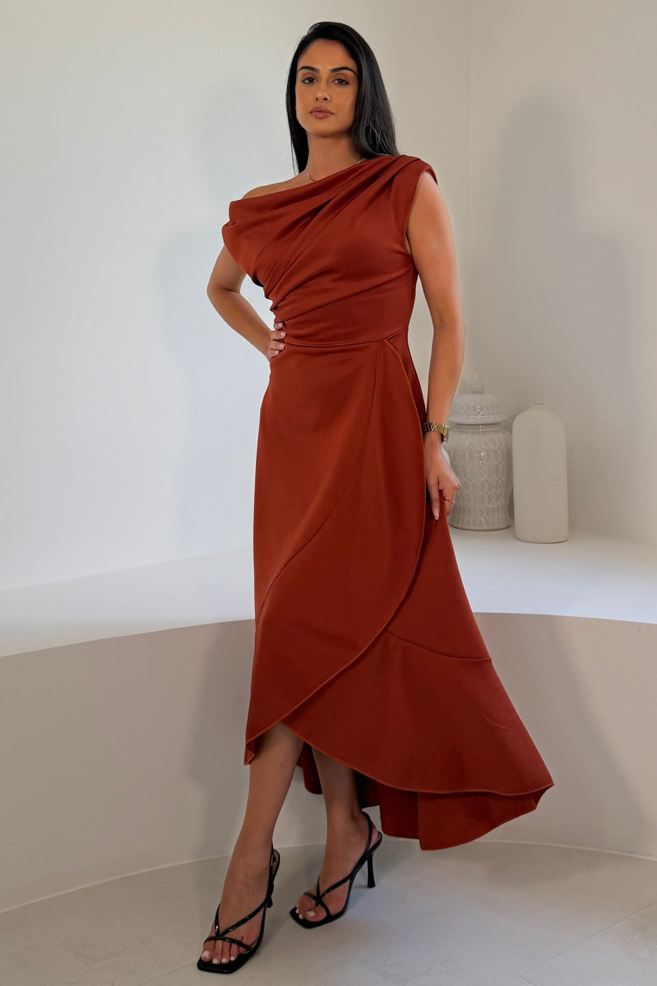 Florie Frill Wrap Maxi Dress Clay
