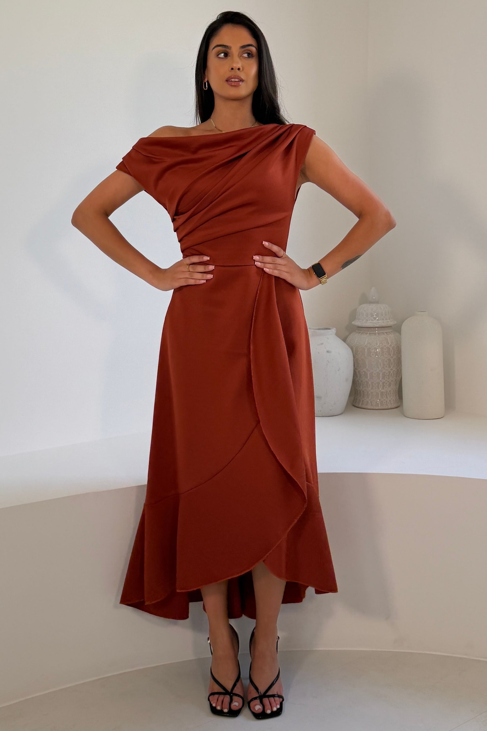 Florie Frill Wrap Maxi Dress Clay