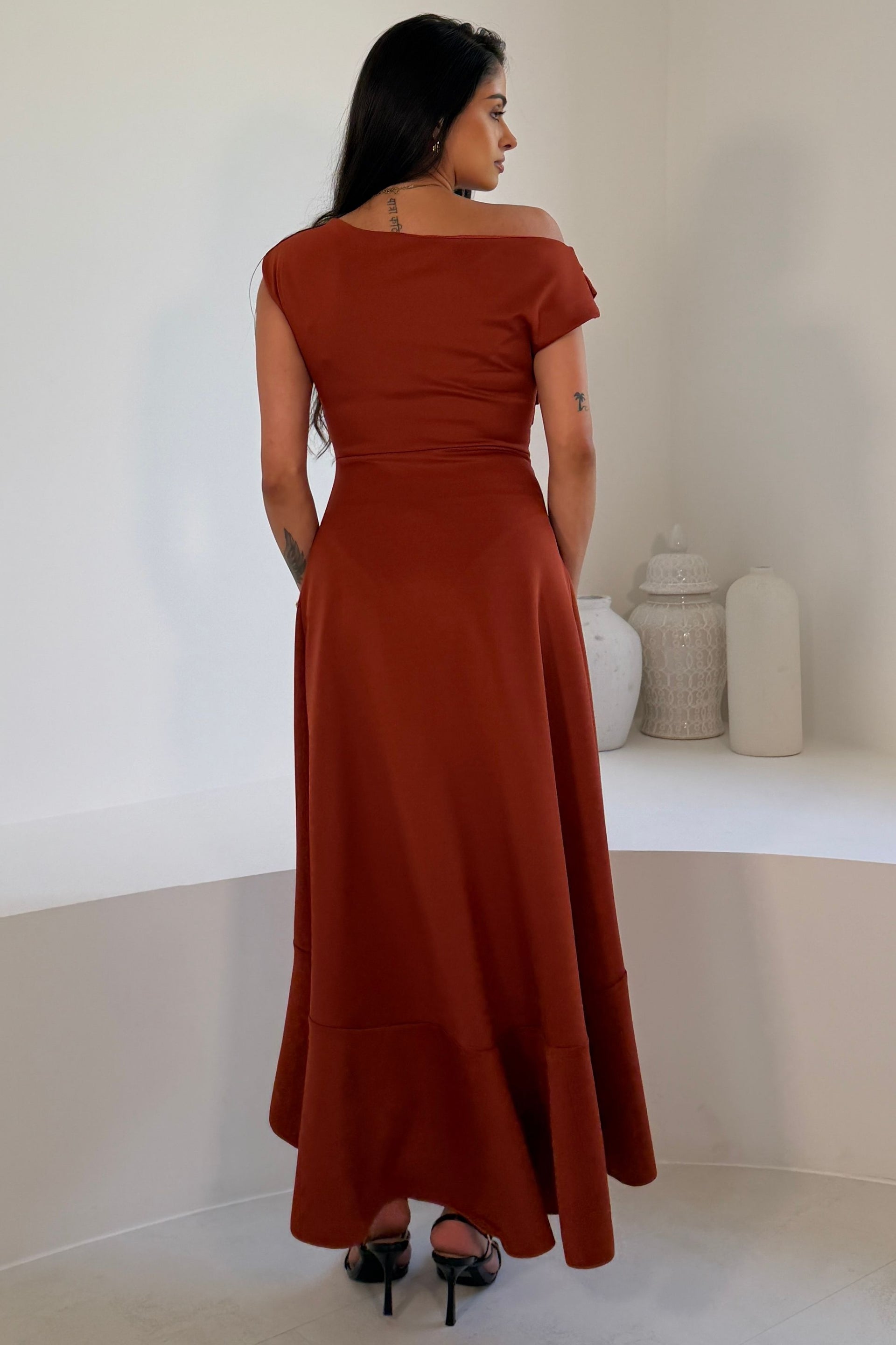Florie Frill Wrap Maxi Dress Clay