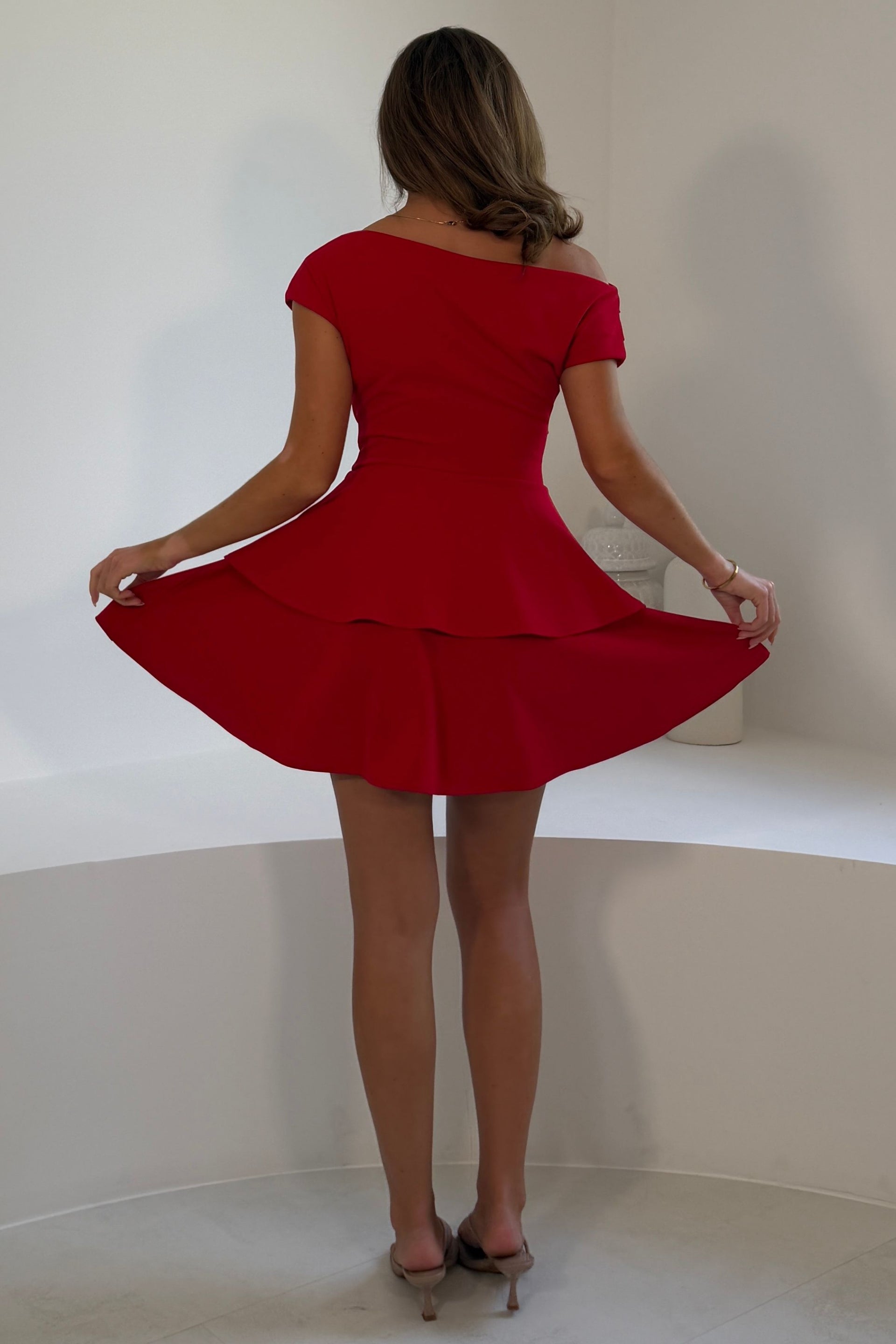 Pippa Double Frill Mini Dress Red