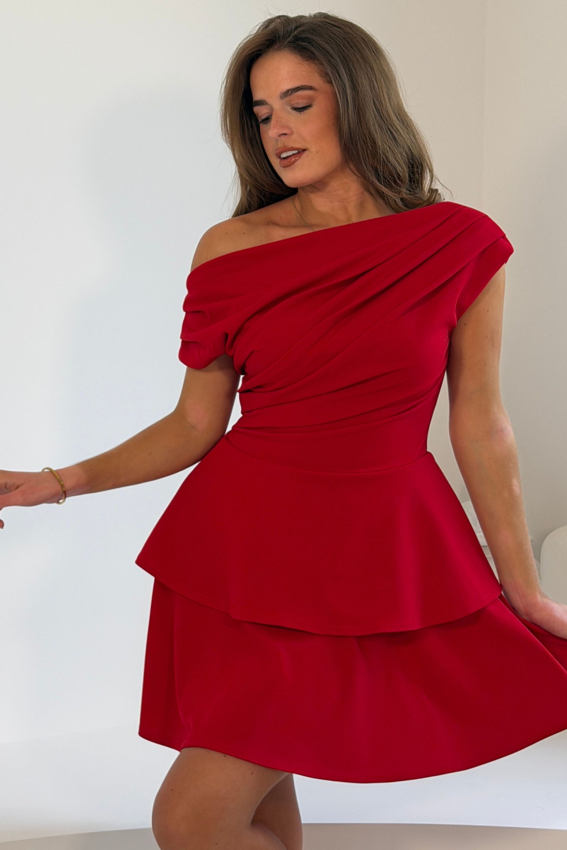 Pippa Double Frill Mini Dress Red