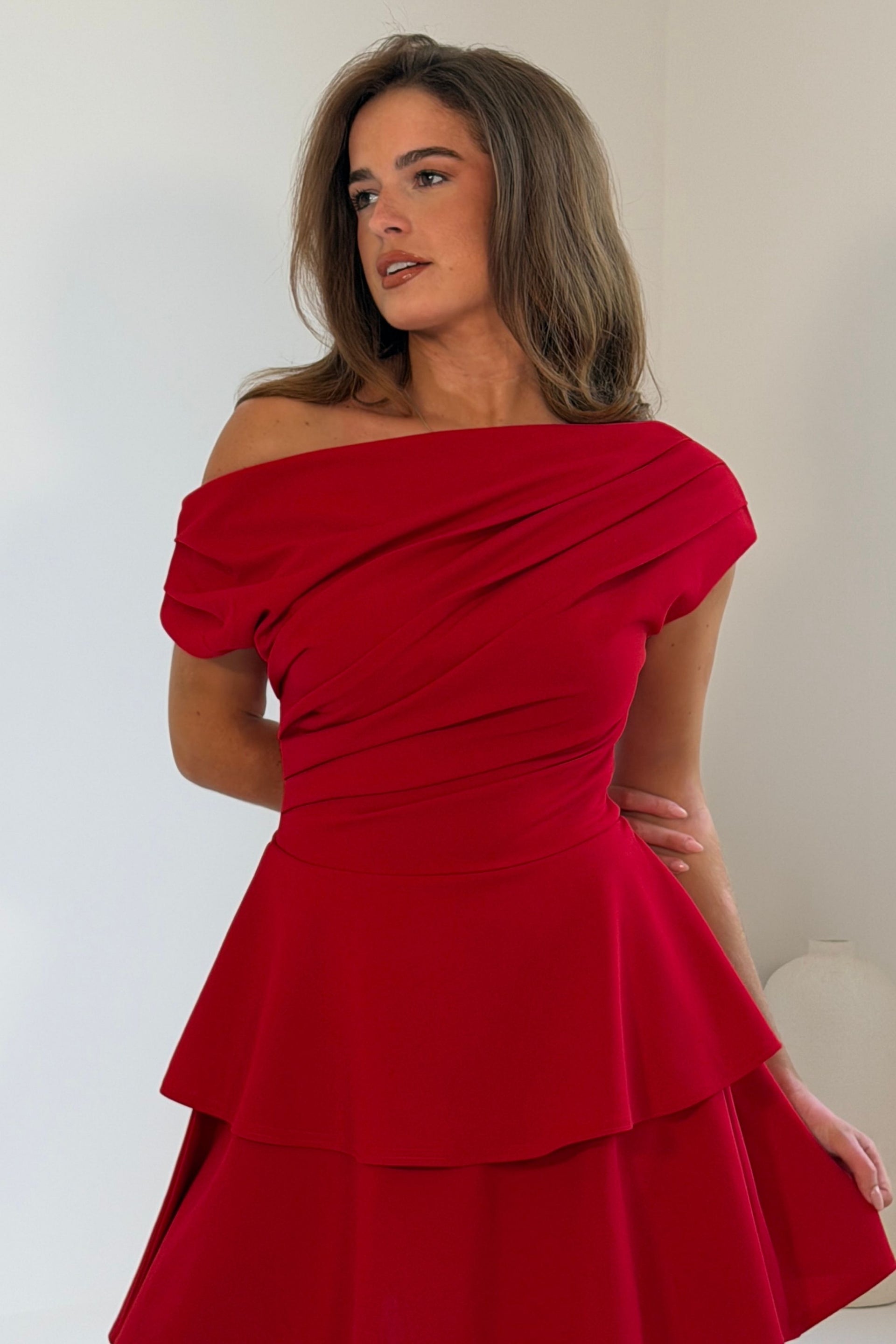 Pippa Double Frill Mini Dress Red
