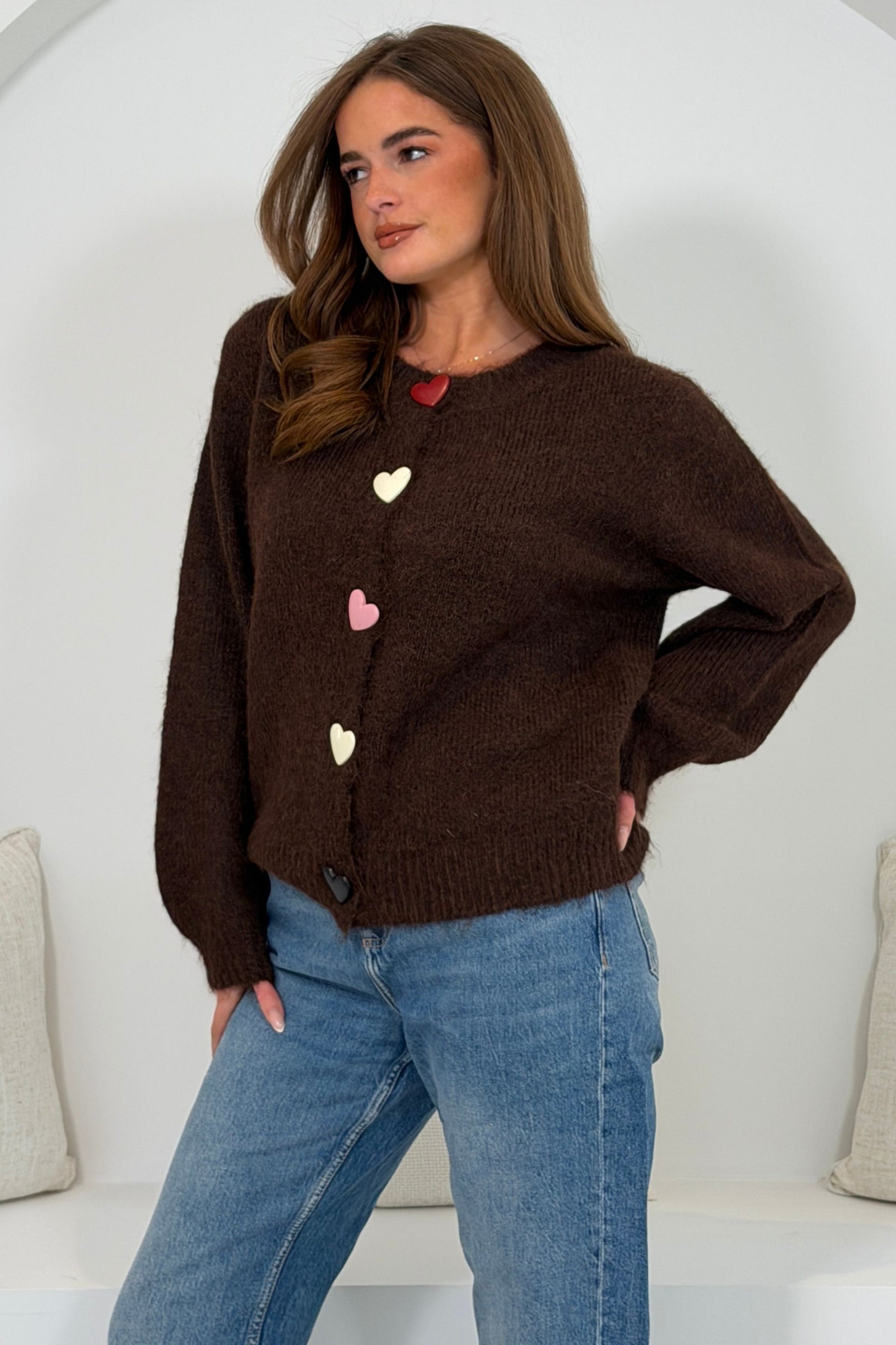 Lovey Button Up Cardigan Brown
