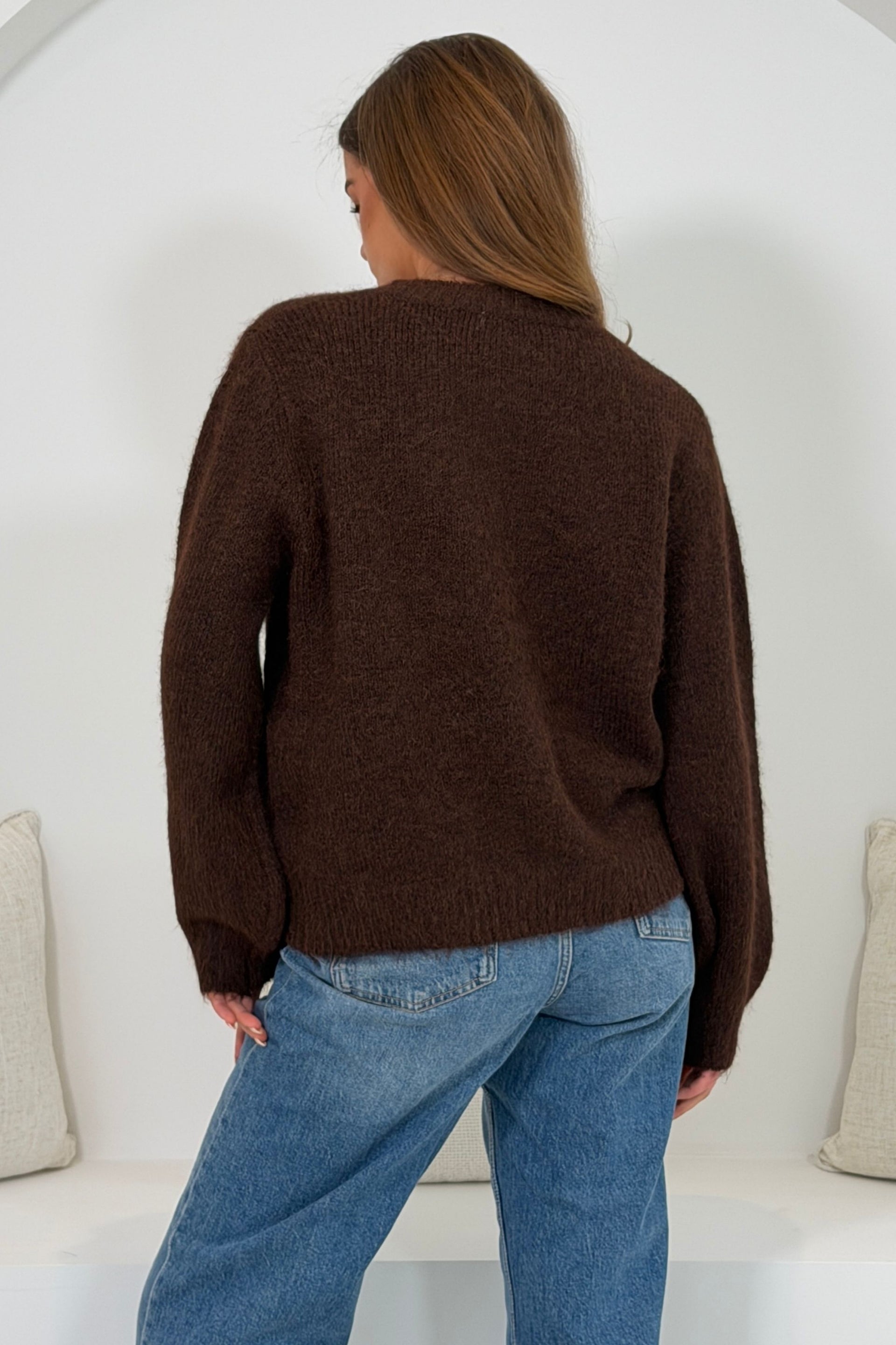 Lovey Button Up Cardigan Brown