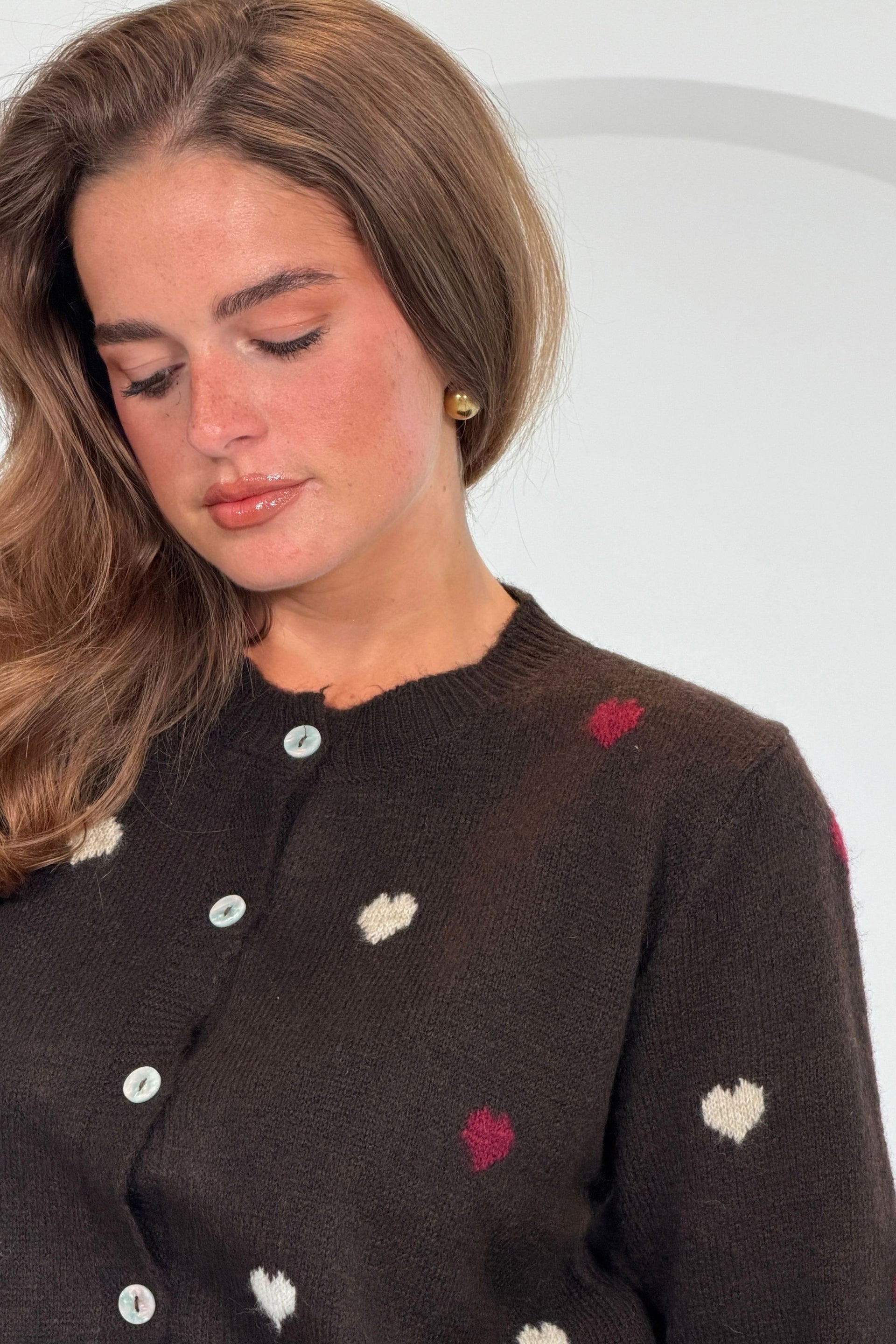 Helen Heart Button up Cardigan Brown