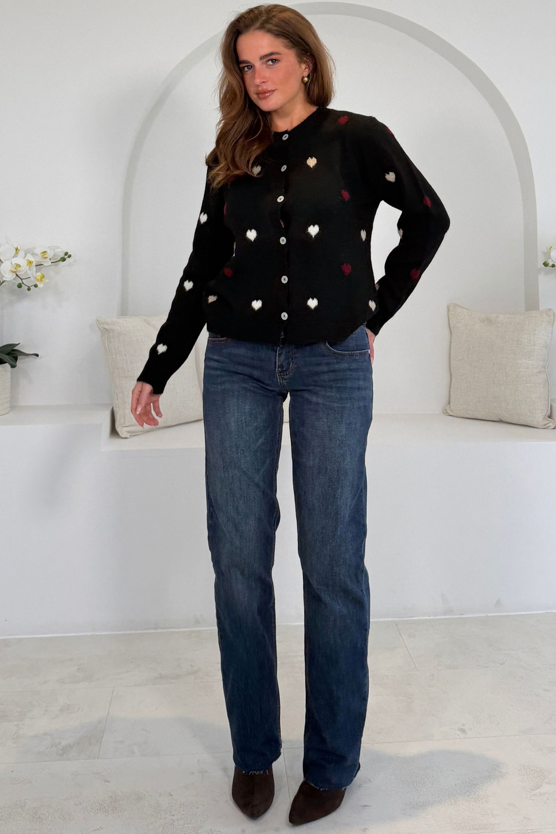 Helen Heart Button up Cardigan Brown
