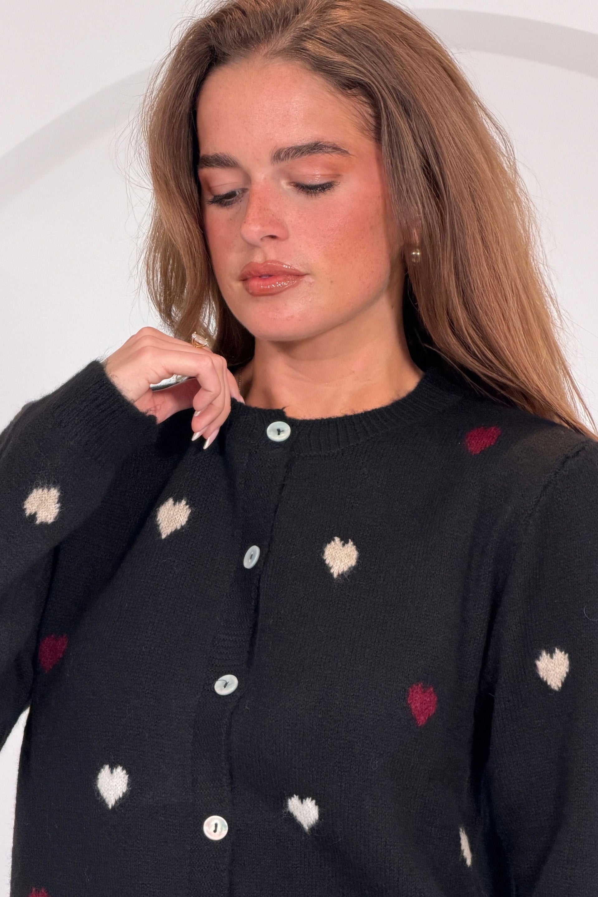 Helen Heart Button up Cardigan Black