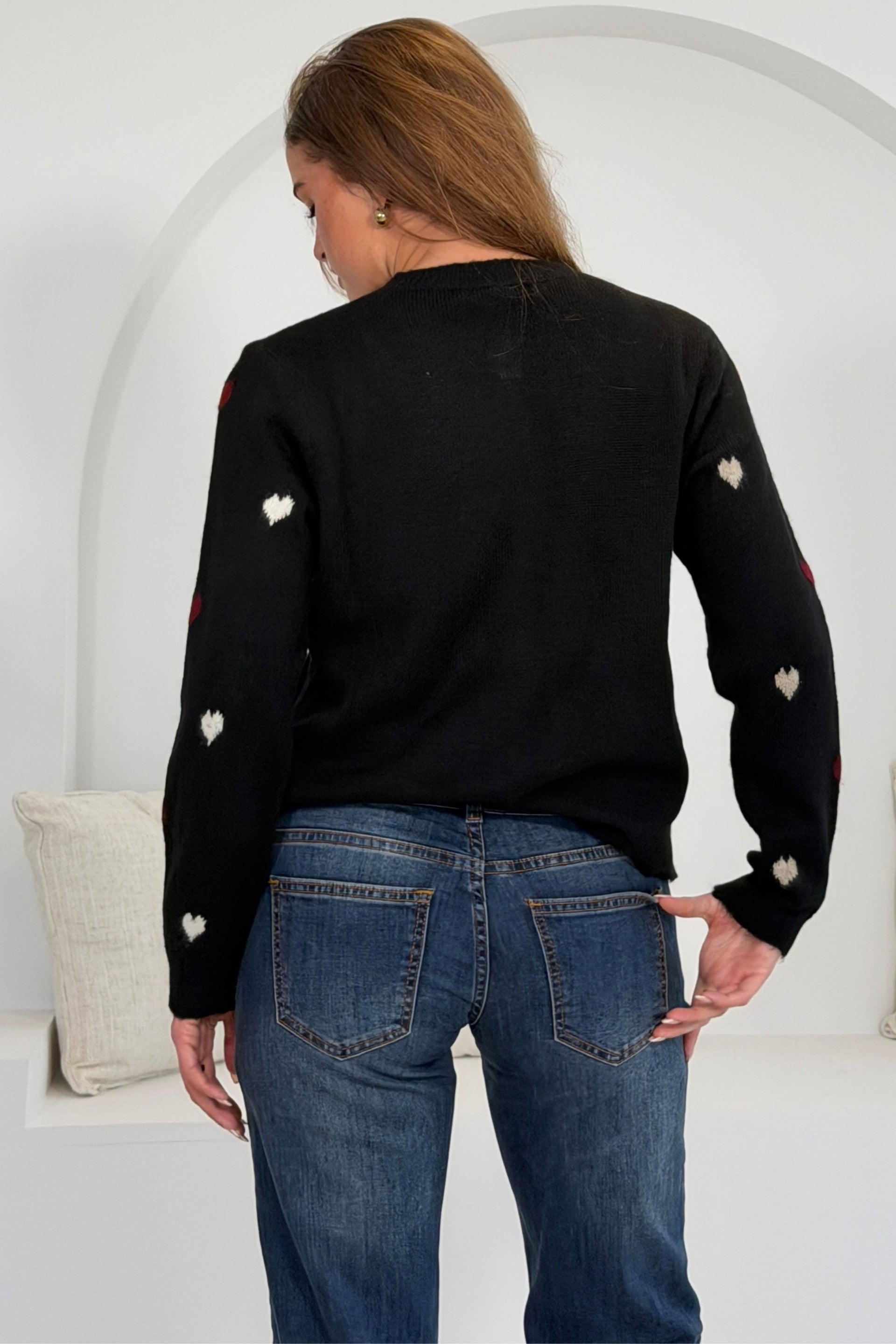 Helen Heart Button up Cardigan Black