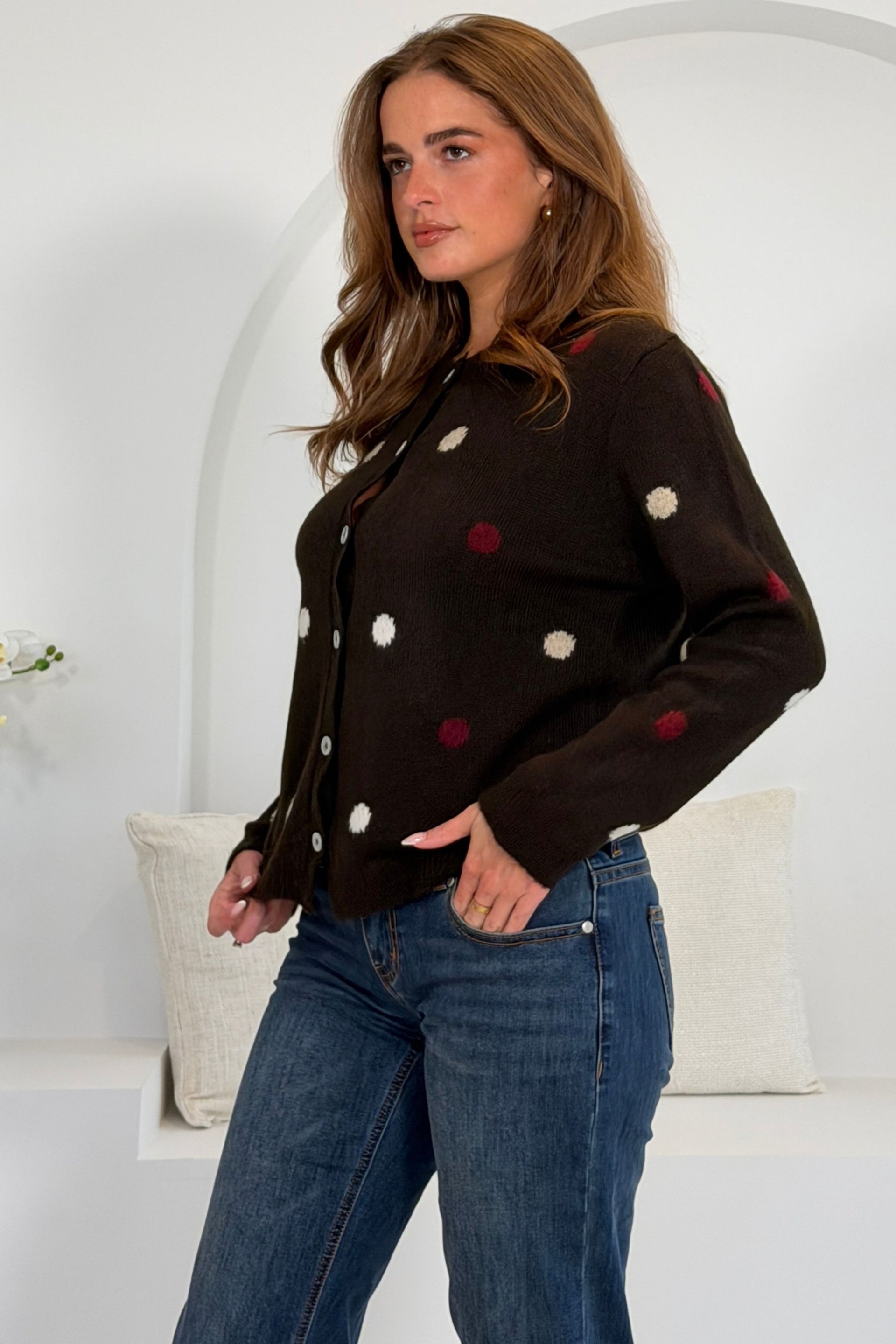 Elizabeth Polka cardigan Brown