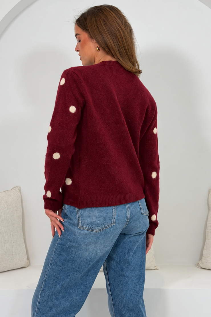 Elizabeth Polka cardigan Wine