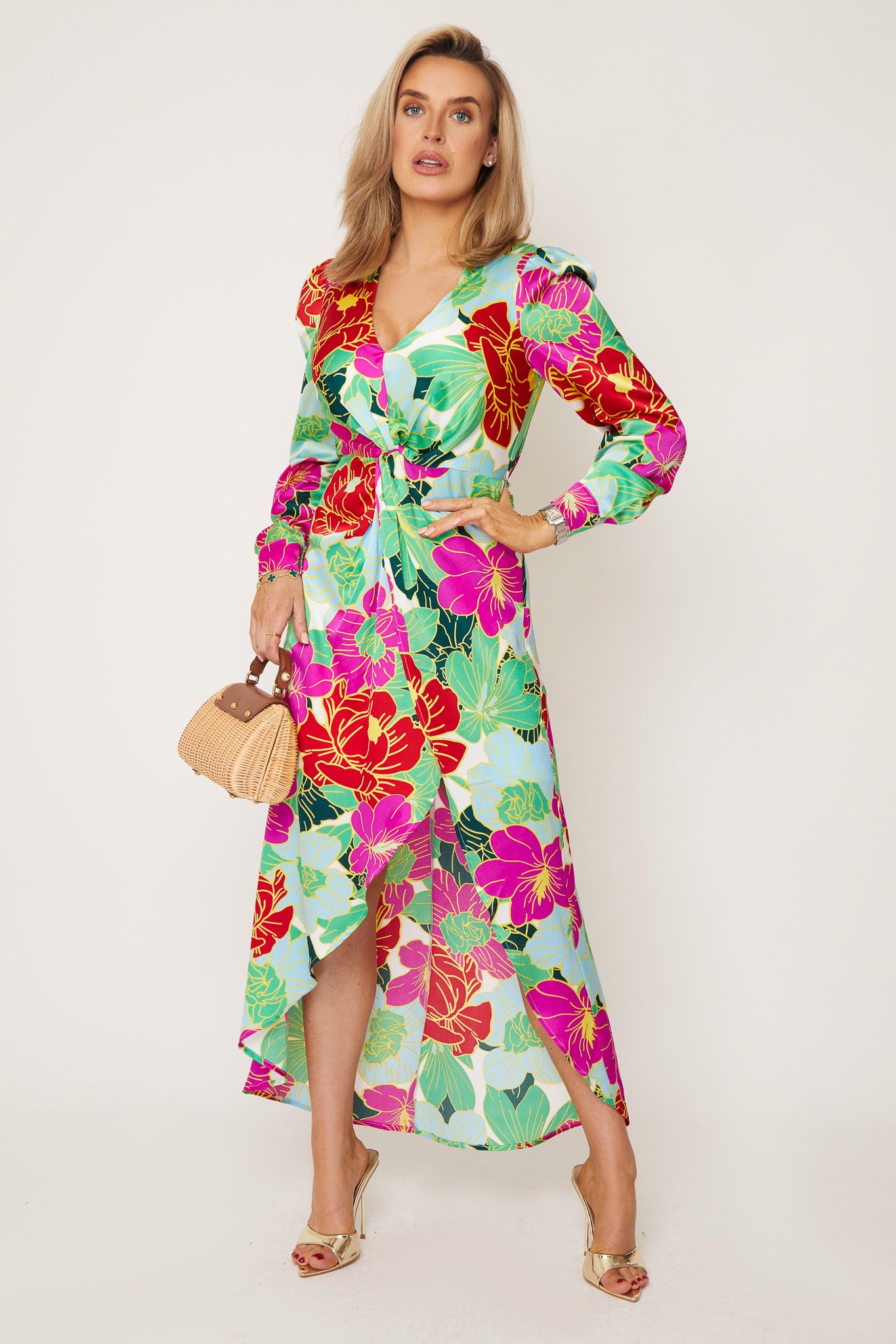 Alexia Tropical Floral Twist Detail Maxi Dress