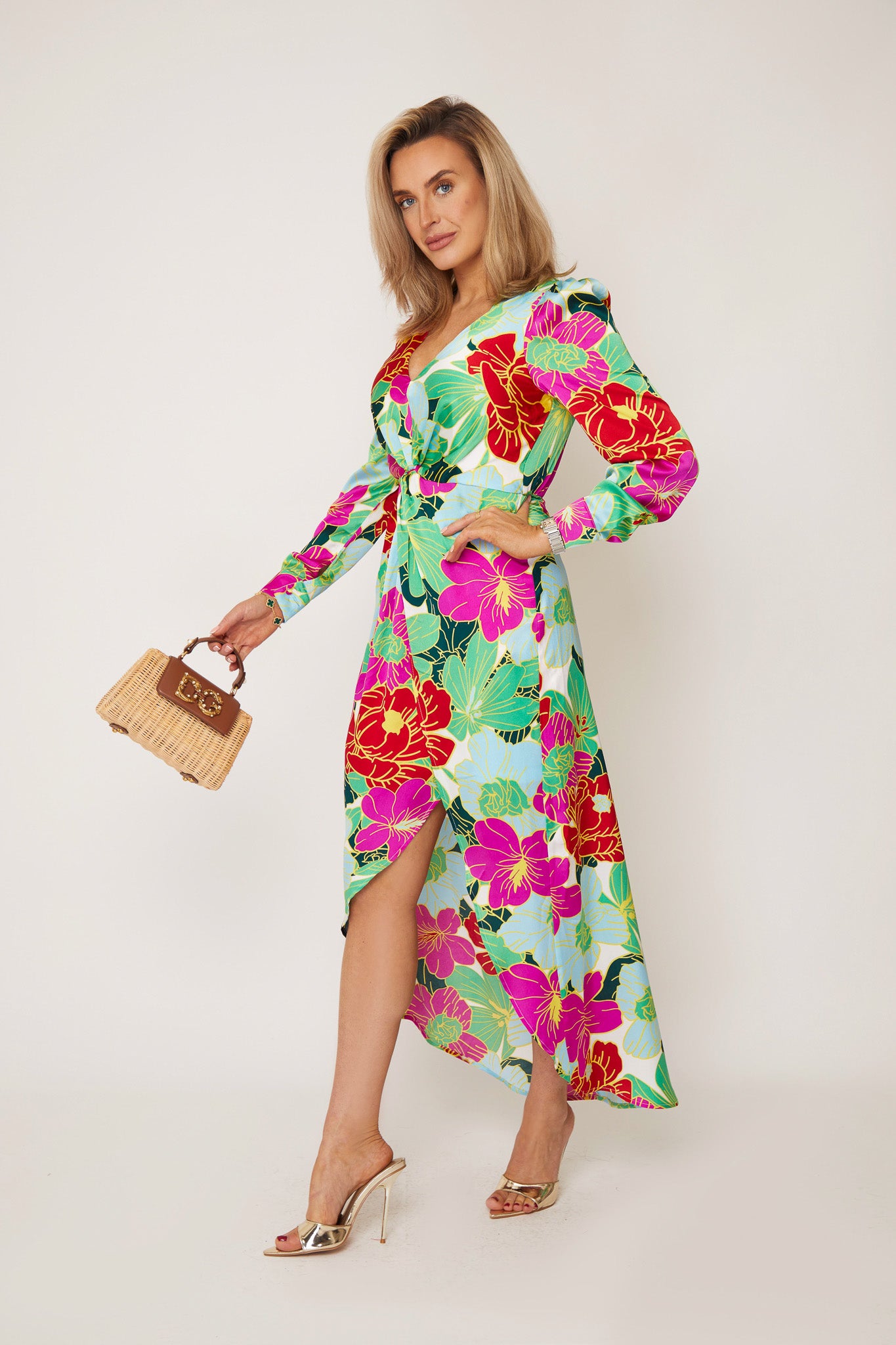 Alexia Tropical Floral Twist Detail Maxi Dress